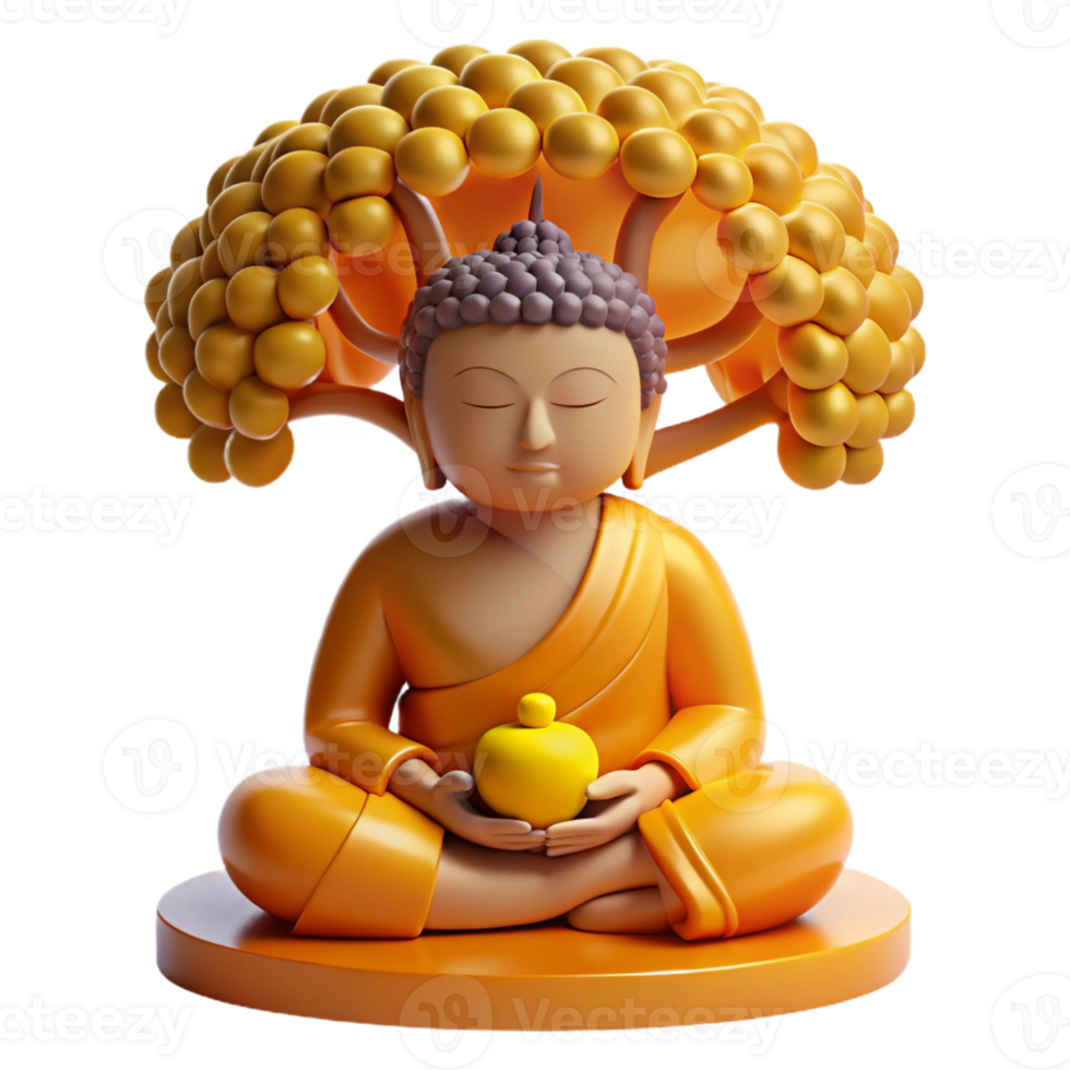 elegant creative Serene Buddha Meditating Beneath Bodhi Tree png