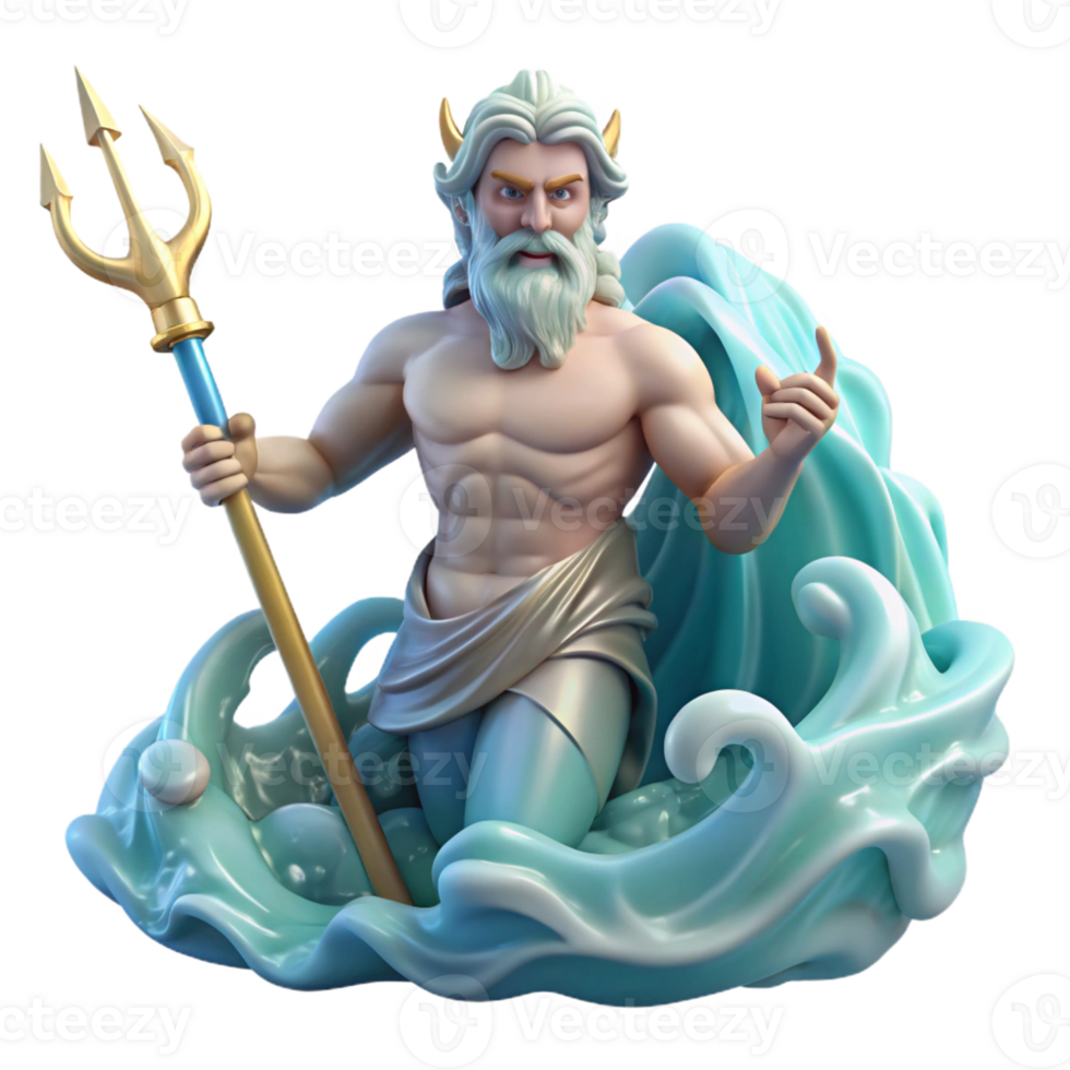 stunning minimalist Poseidon God of the Sea Rising from a Te professional png