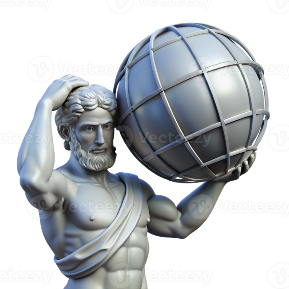 serene modern A Stoic Depiction of Atlas Holding the Cel professional png