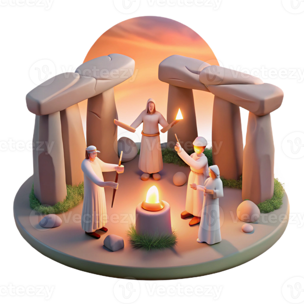 vibrant modern A Mystical Depiction of Stonehenge at Su premium png