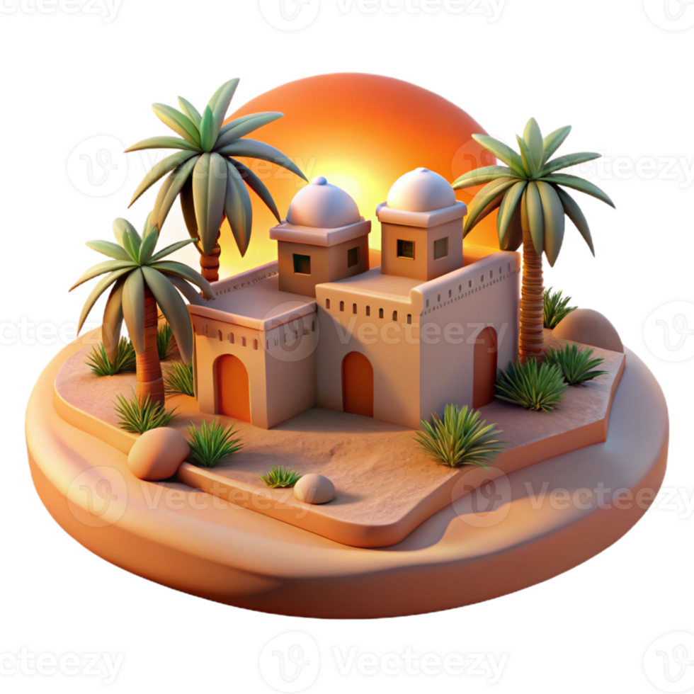 stunning contemporary Desert Oasis Adobe Buildings Palm Trees exclusive png