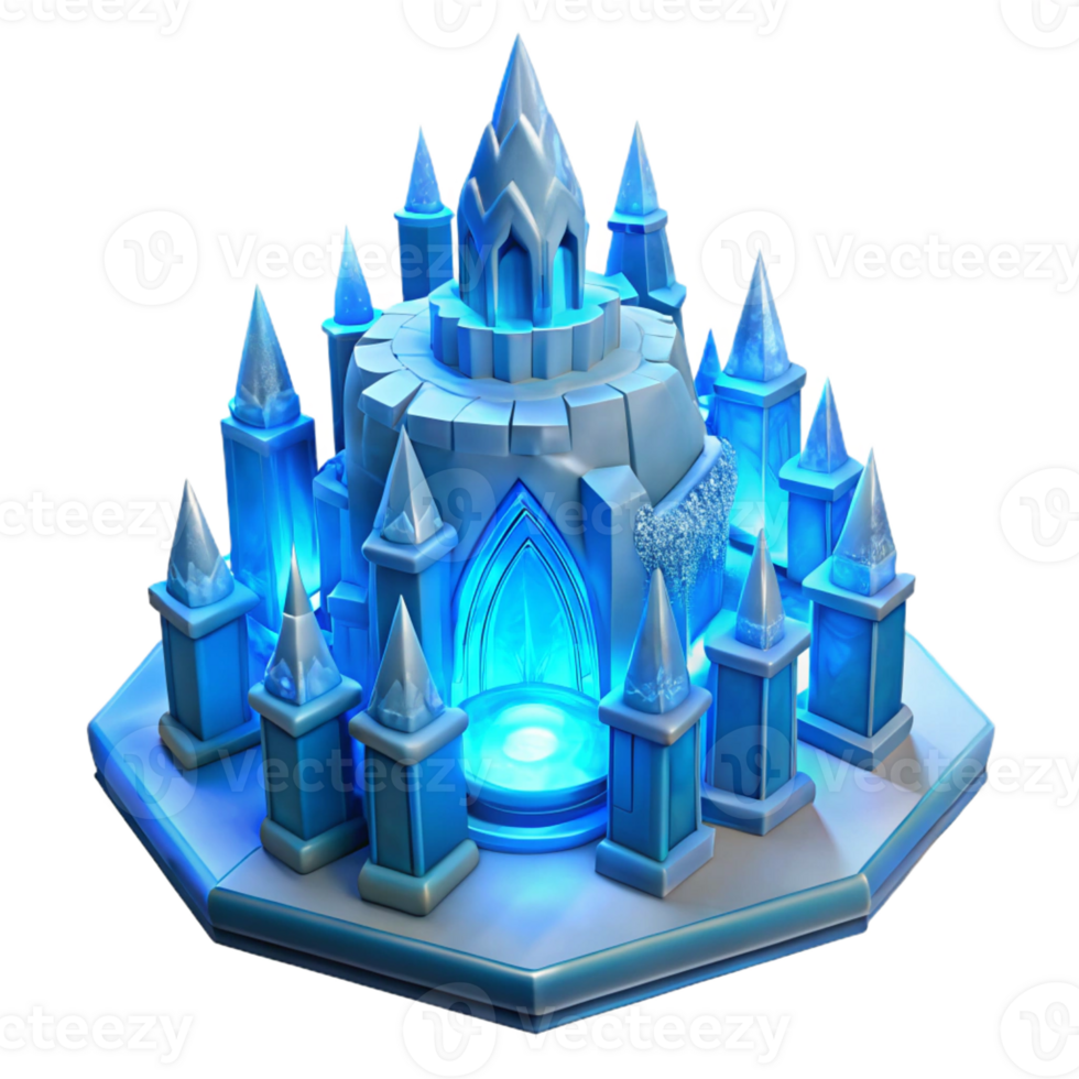 stunning rustic Ice Castle Intricate Ice Sculptures Blue genuine png
