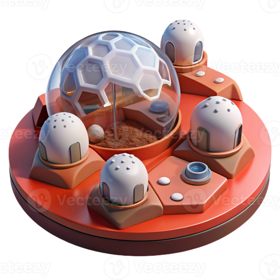 serene contemporary Mars Colony Domed Habitats Red Martian high resolution png