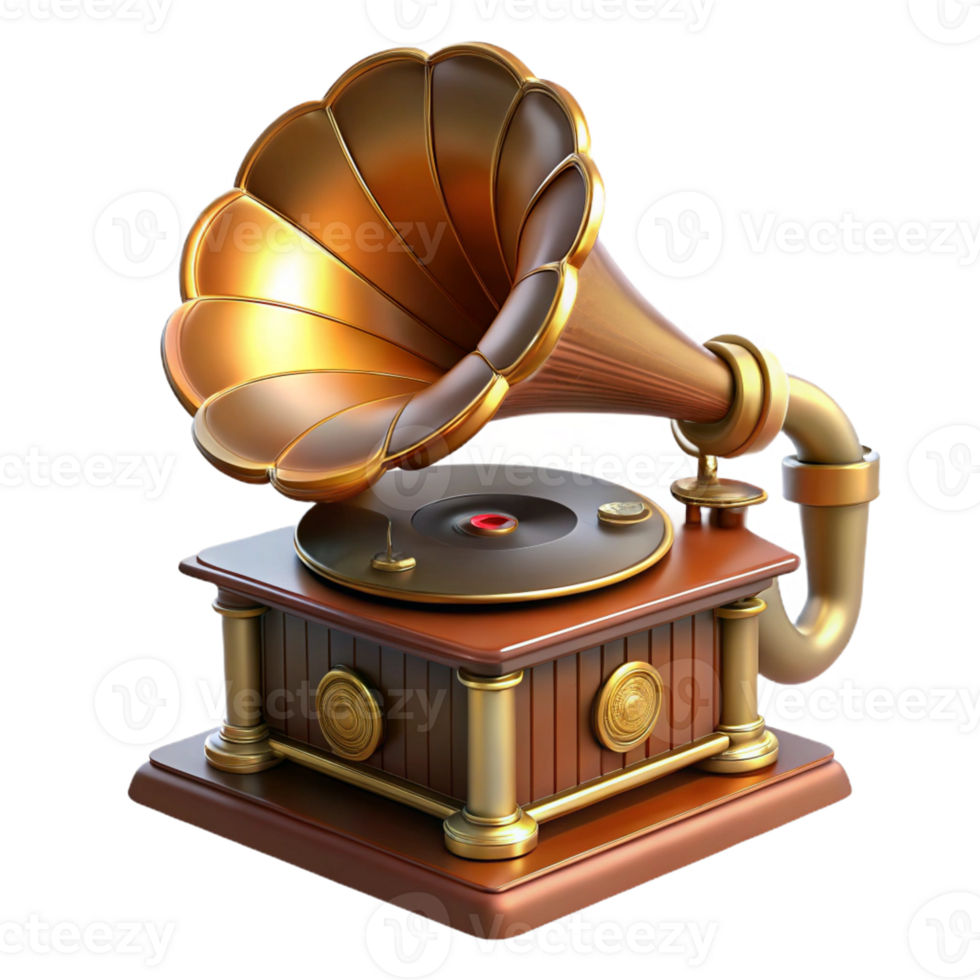 dramatic minimalist A Steampunk Gramophone with Intricate Br high resolution png