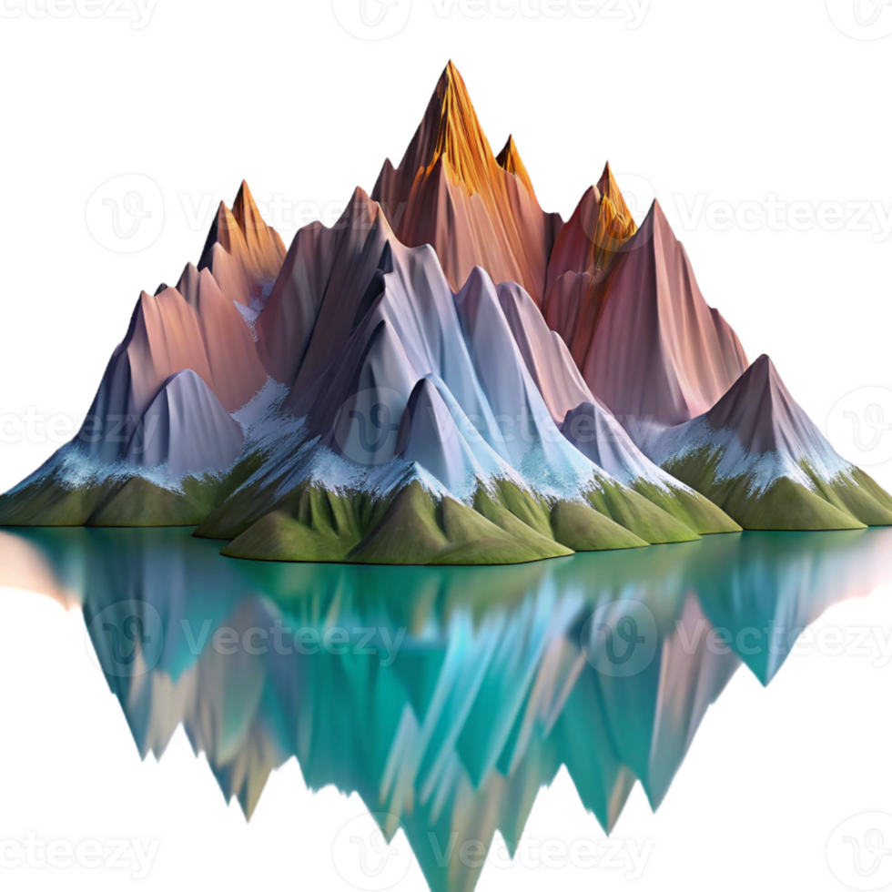 wonderful modern A Majestic Mountain Range Reflected in A high quality png