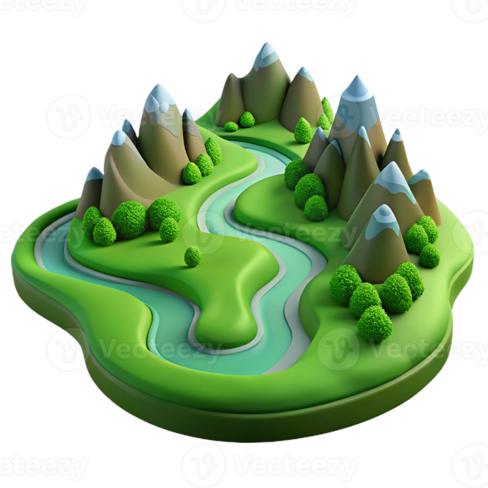 wonderful minimalist A Winding River Flowing Through a Lush G professional png