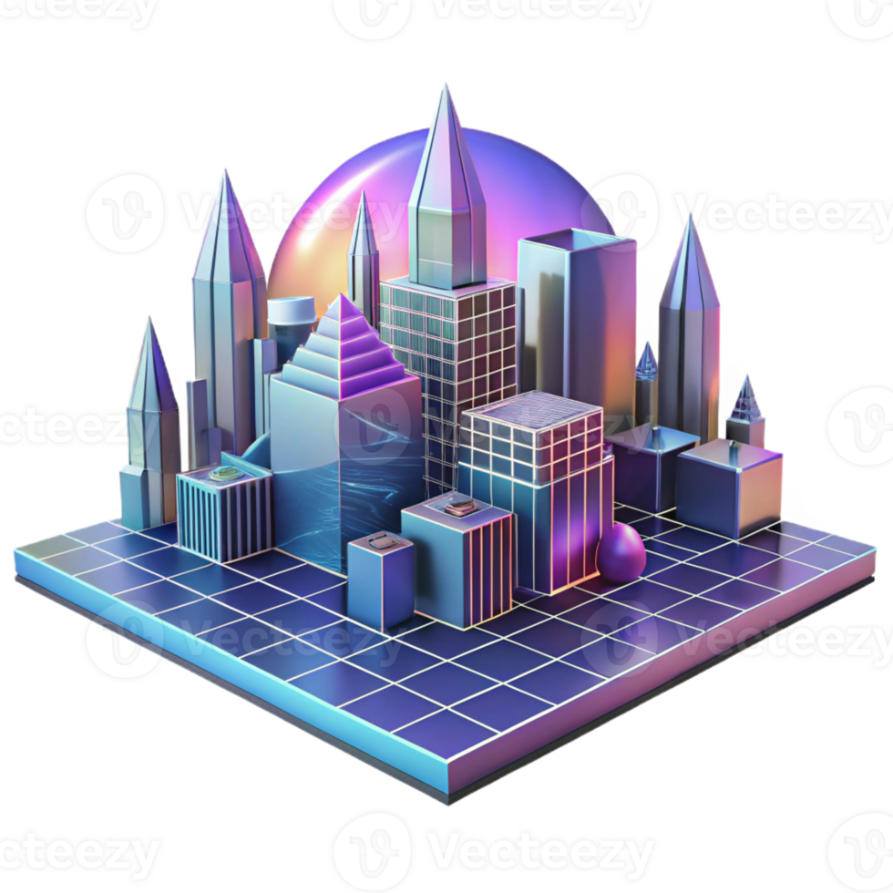 serene creative An Abstract Cityscape Using Geometric Sha professional png