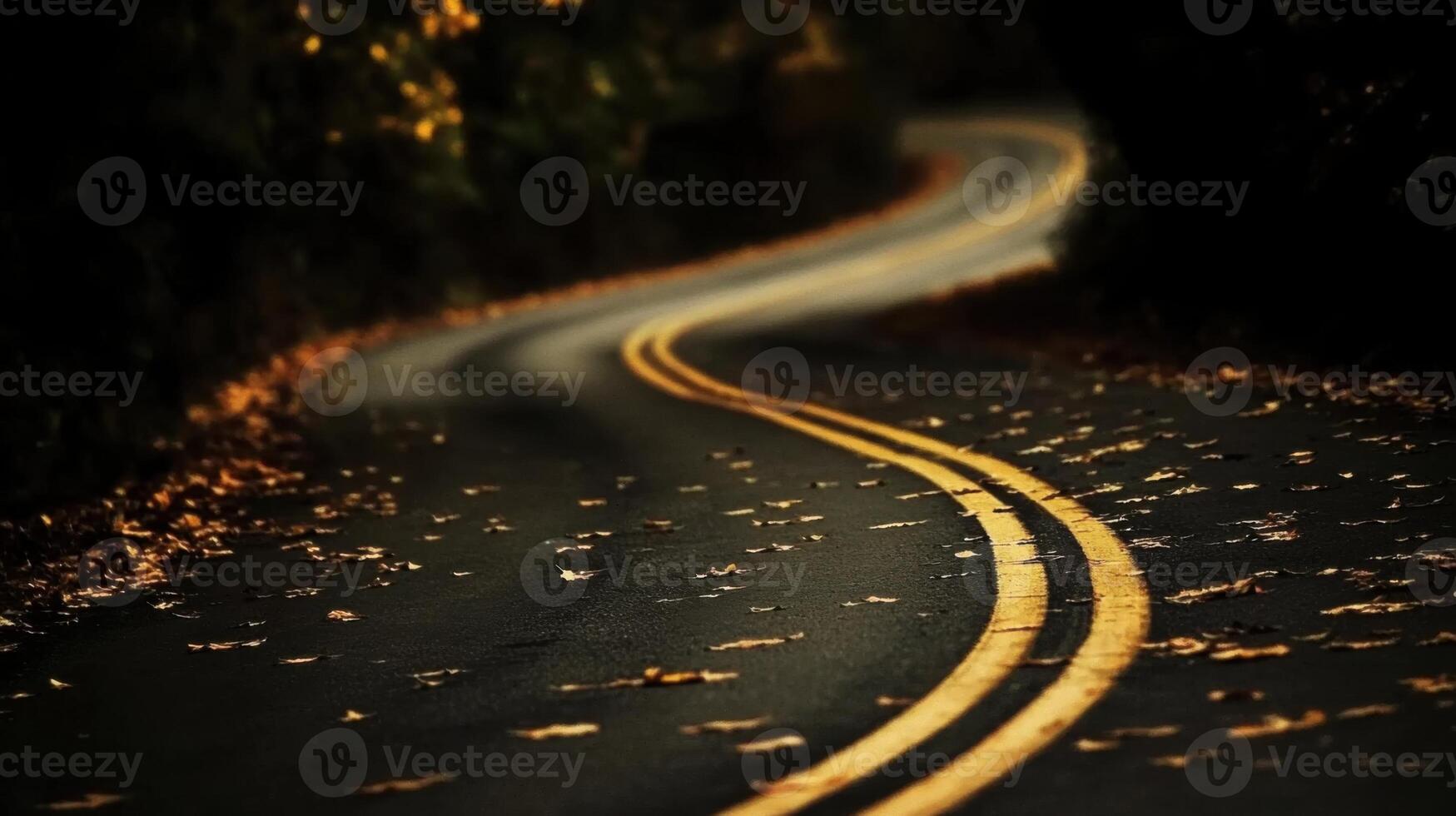 A winding road with yellow lines in the middle photo