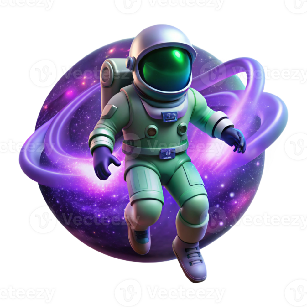 serene contemporary A Lone Astronaut Clad in a Bioluminescent authentic png