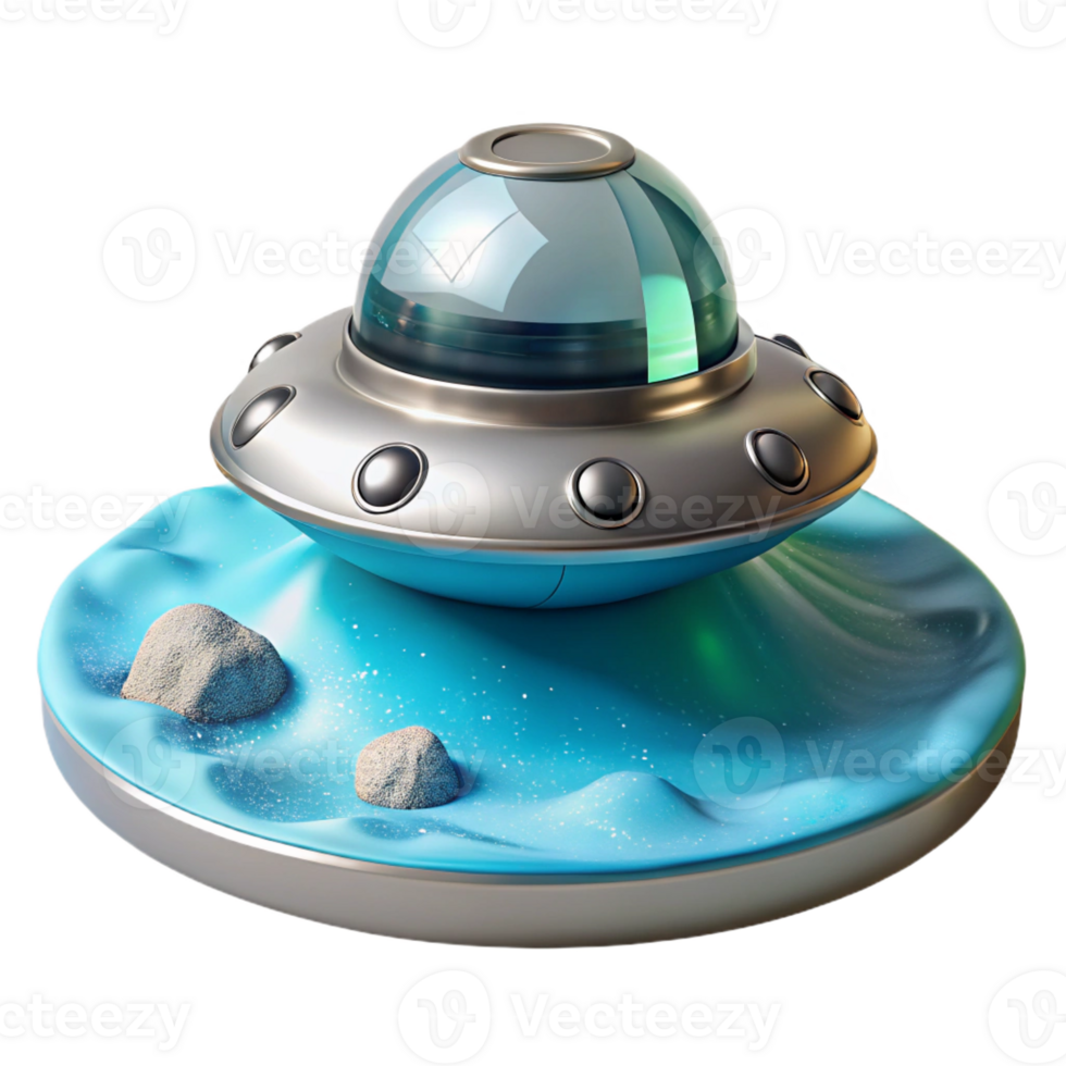 wonderful artistic A Sleek Silver Spaceship Landing on a P png
