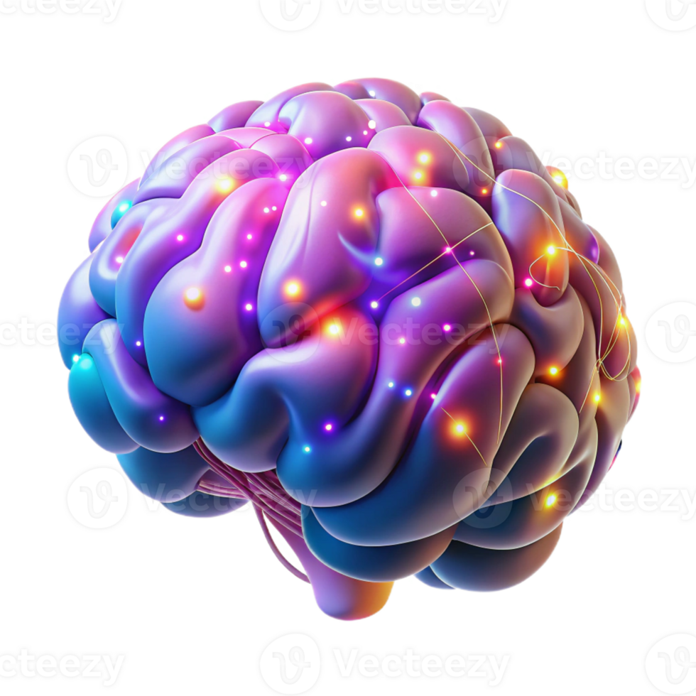 serene vintage A Digital Rendering of a Human Brain With high resolution png