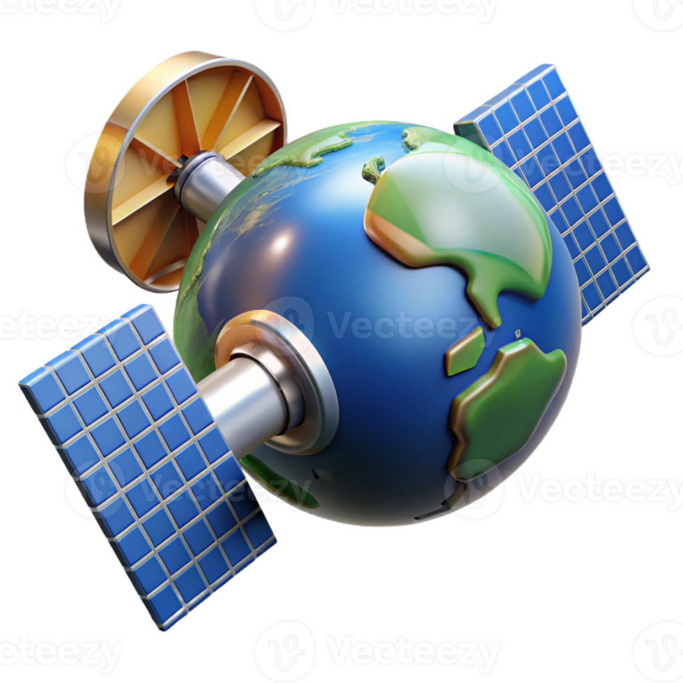 beautiful rustic A Satellite Orbiting Earth Solar Panels high quality png