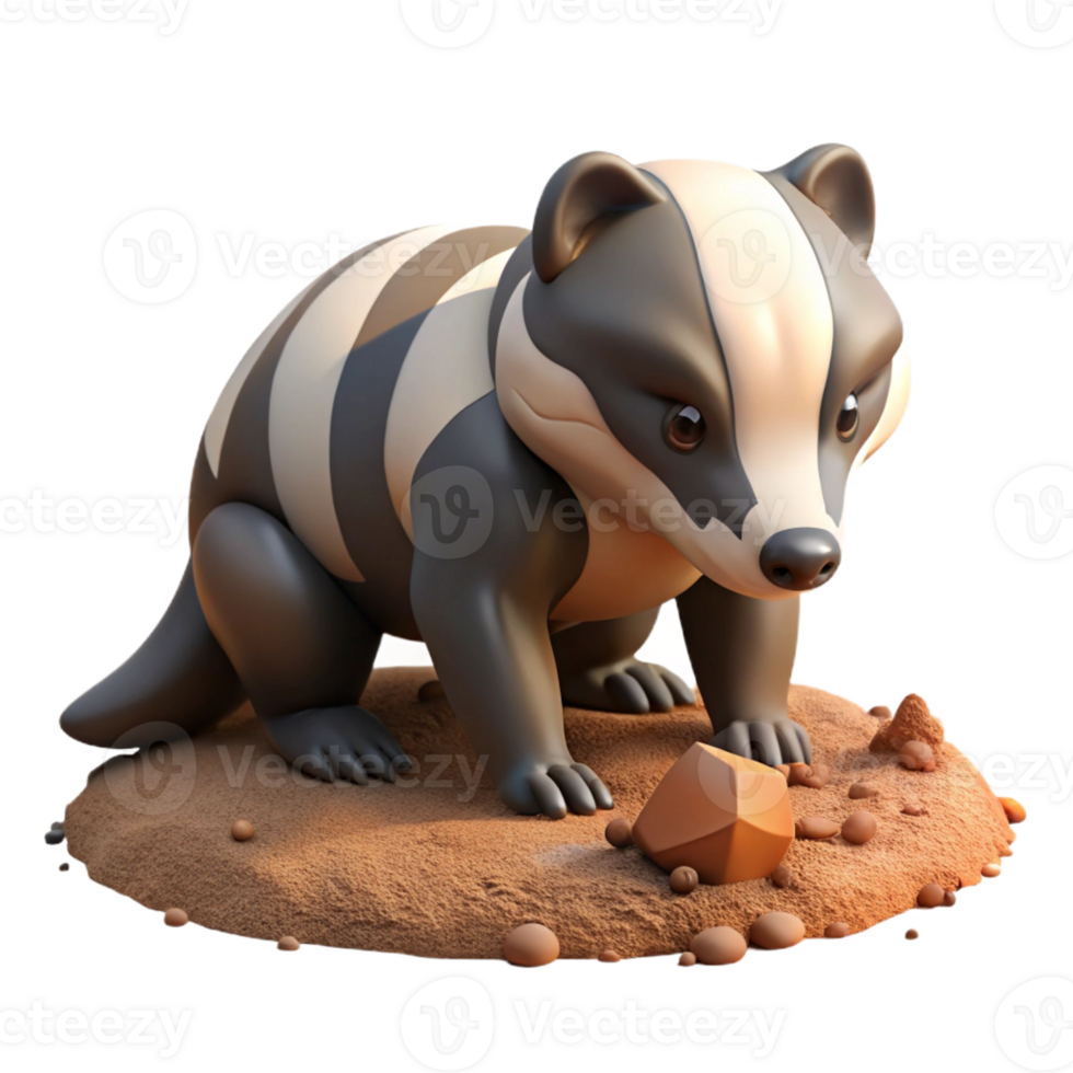 dramatic artistic A Grumpy Honey Badger Digging in Sun Bak premium png