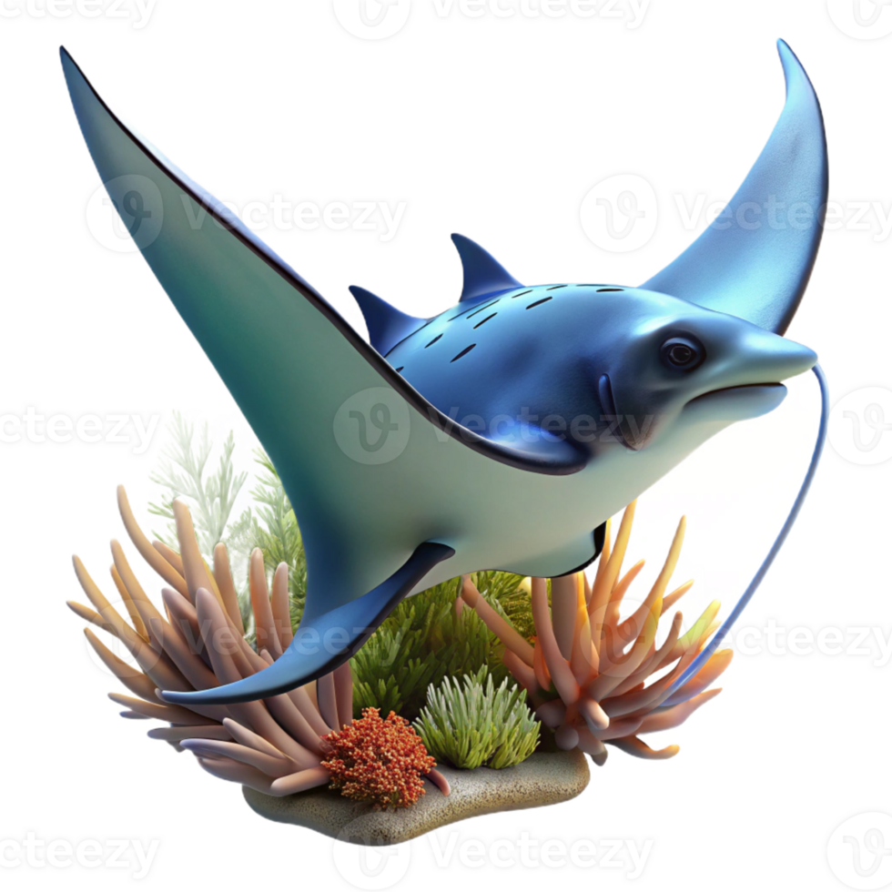 elegant creative A Graceful Manta Ray Gliding Through a Cor premium png