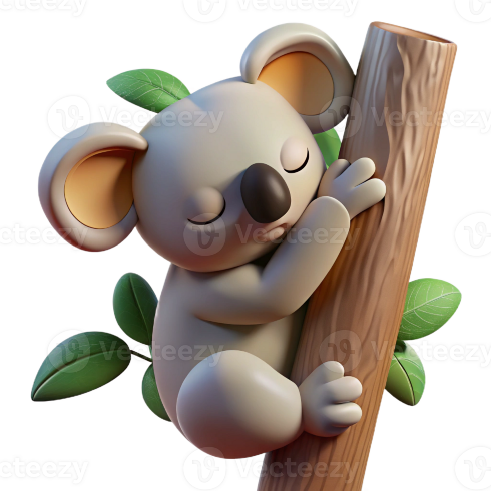 impressive traditional A Sleepy Koala Clinging to a Eucalyptus Tr high quality png