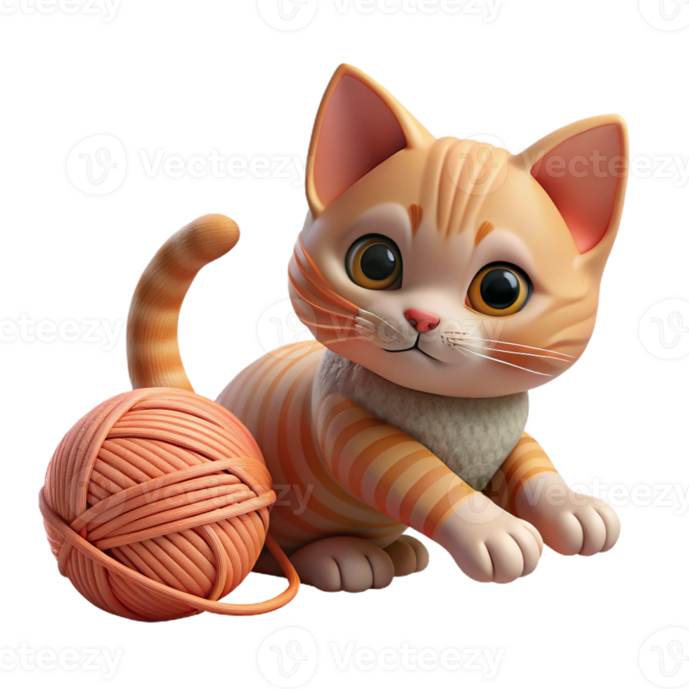 vibrant abstract A Playful Kitten Batting at a Ball of Yarn detailed png