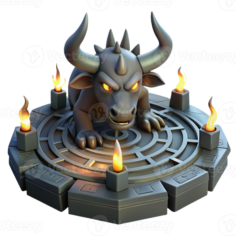 serene contemporary A Fearsome Minotaur Trapped in the Labyri original png
