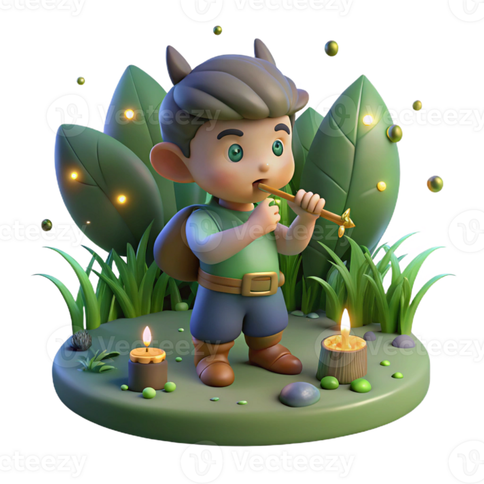 dramatic artistic A Mischievous Puck Playing a Flute in A professional png