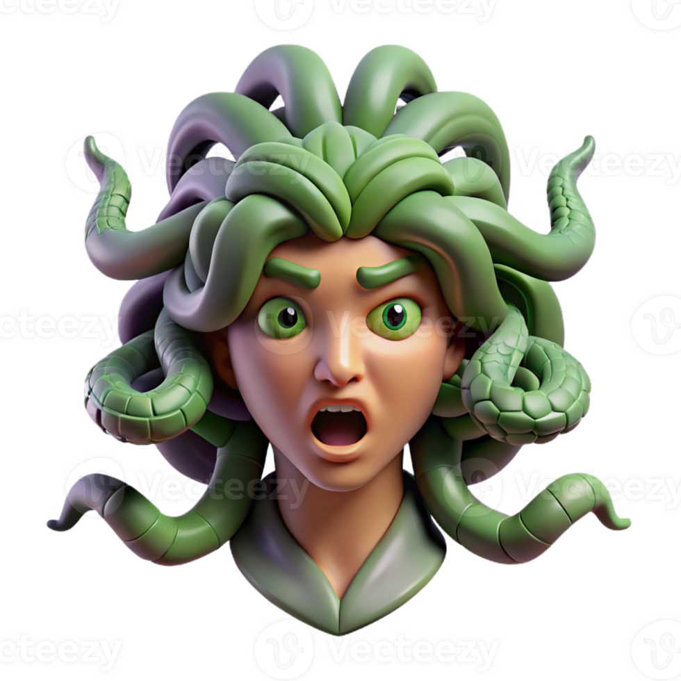 impressive rustic A Vengeful Medusa with Snakes for Hair detailed png