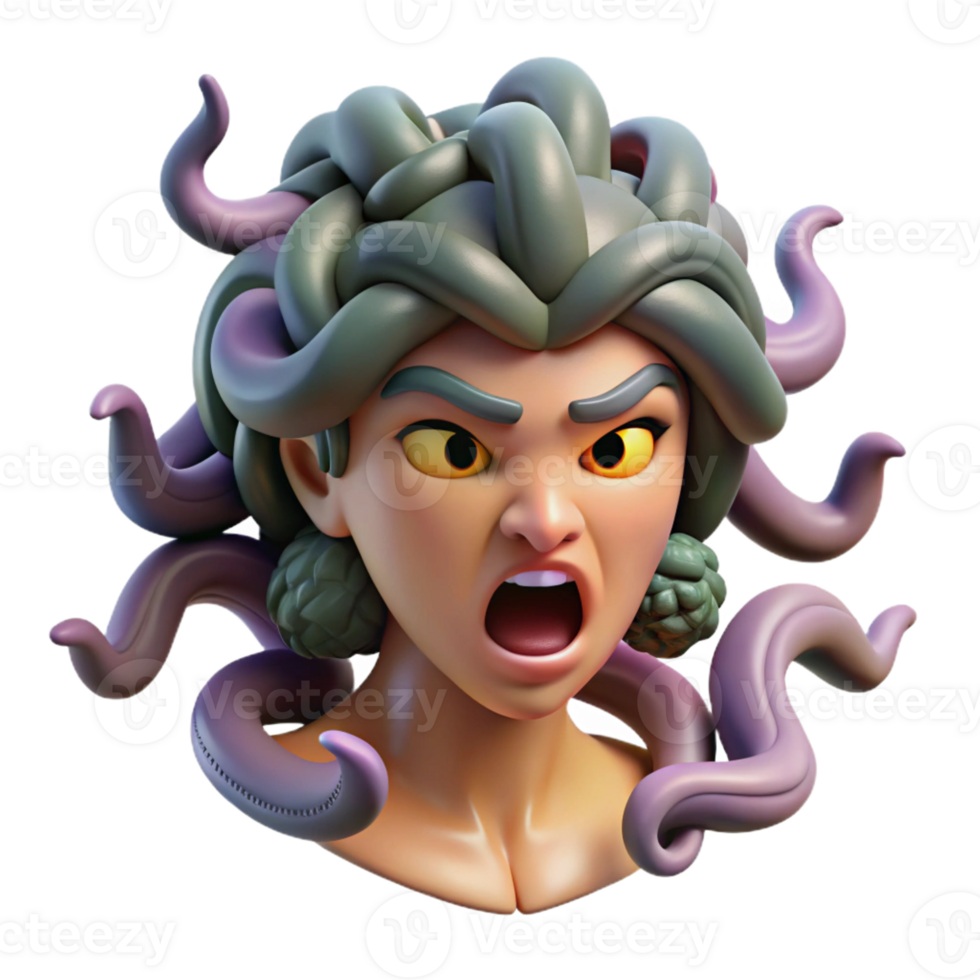 beautiful rustic A Vengeful Medusa with Snakes for Hair genuine png