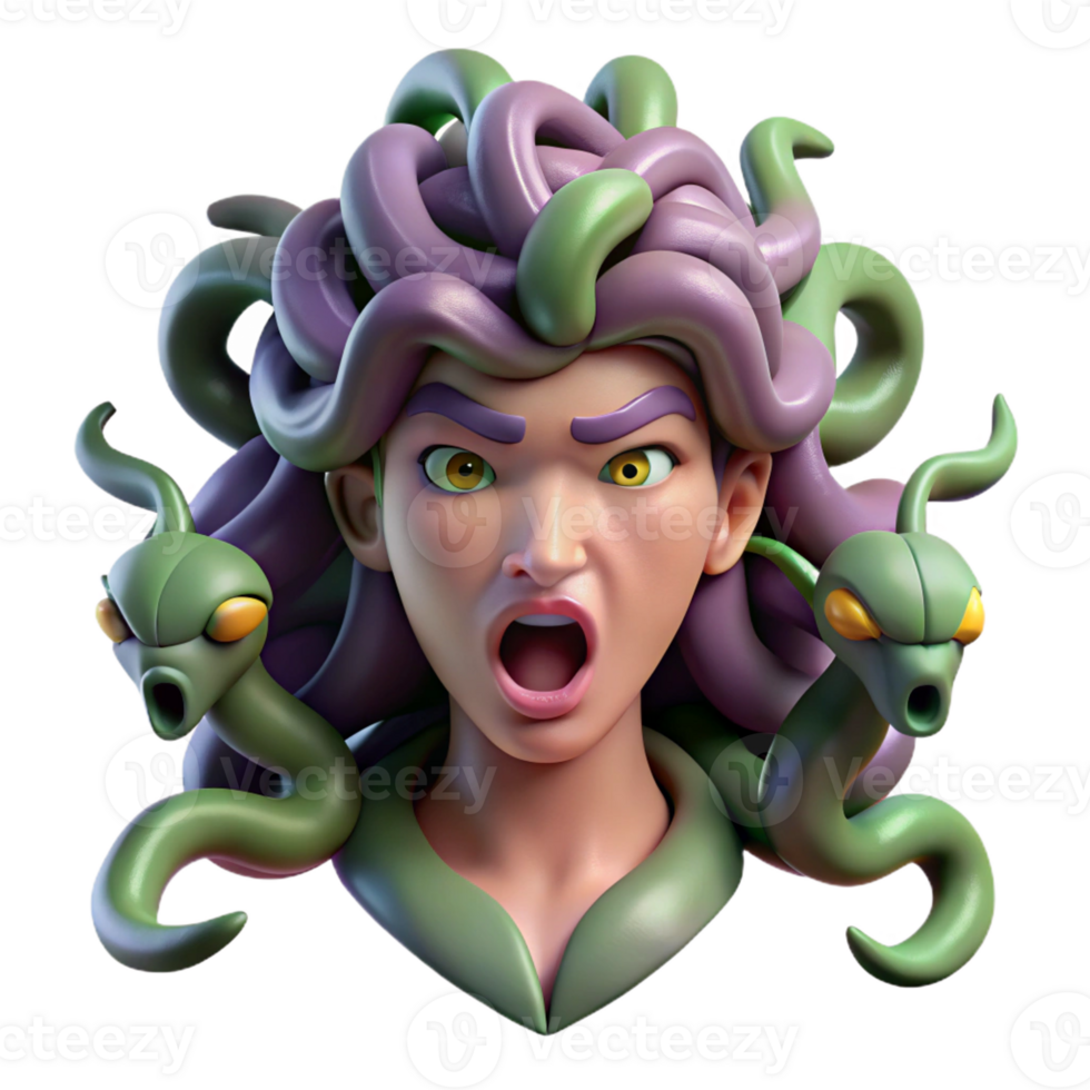 magnificent artistic A Vengeful Medusa with Snakes for Hair authentic png