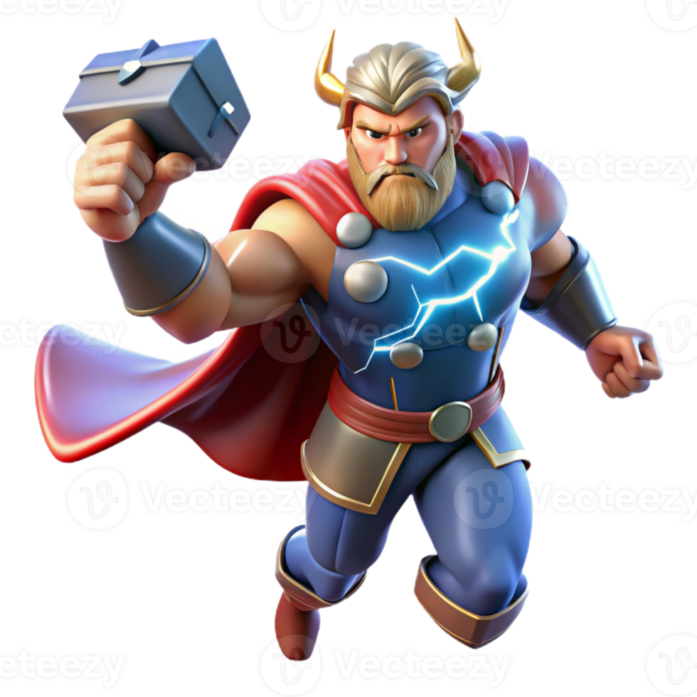wonderful modern A Powerful Thor Wielding Mjolnir Summoni premium png