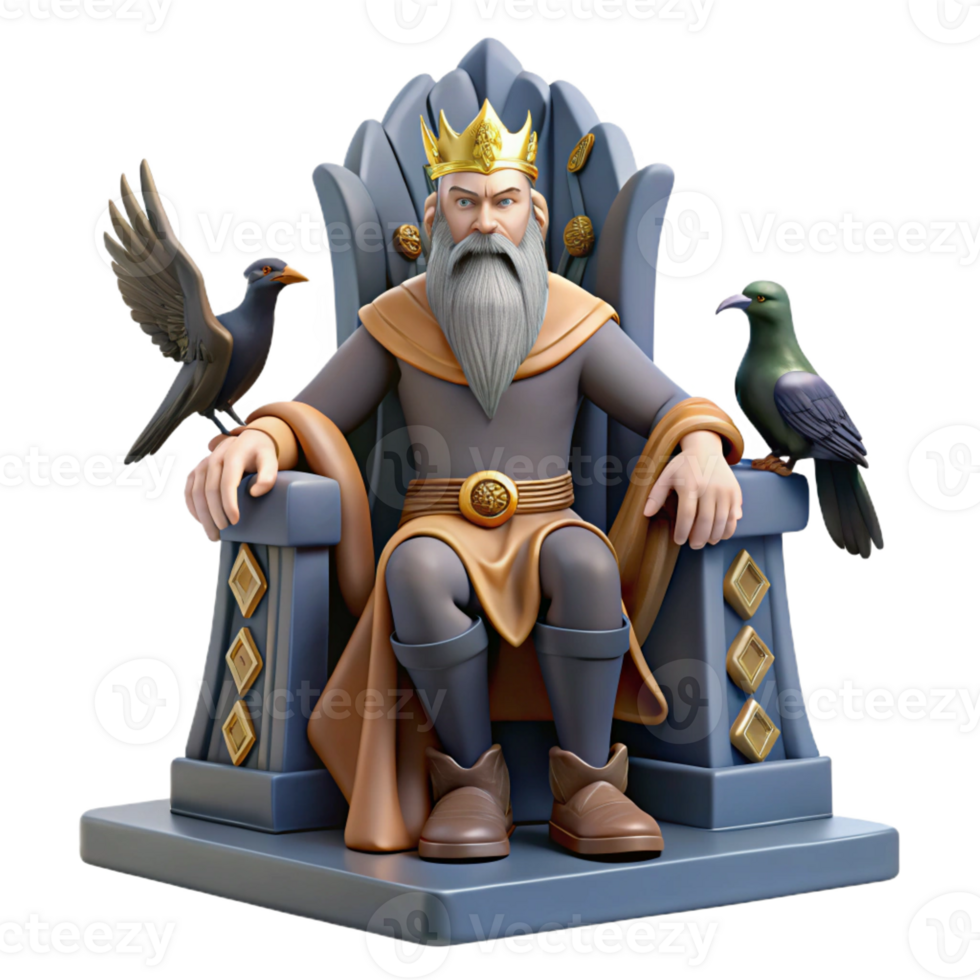 stunning classic A Wise Odin Seated on His Throne Flanke professional png