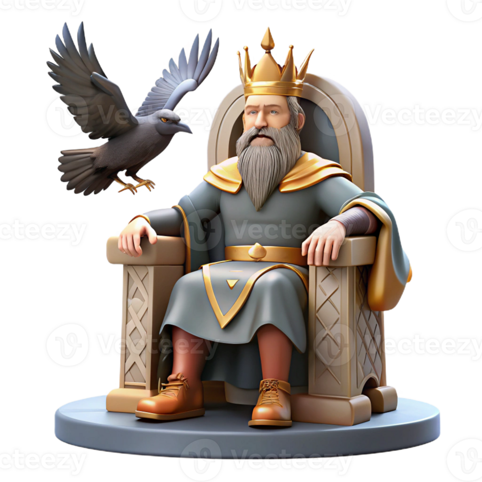 vibrant vintage A Wise Odin Seated on His Throne Flanke png