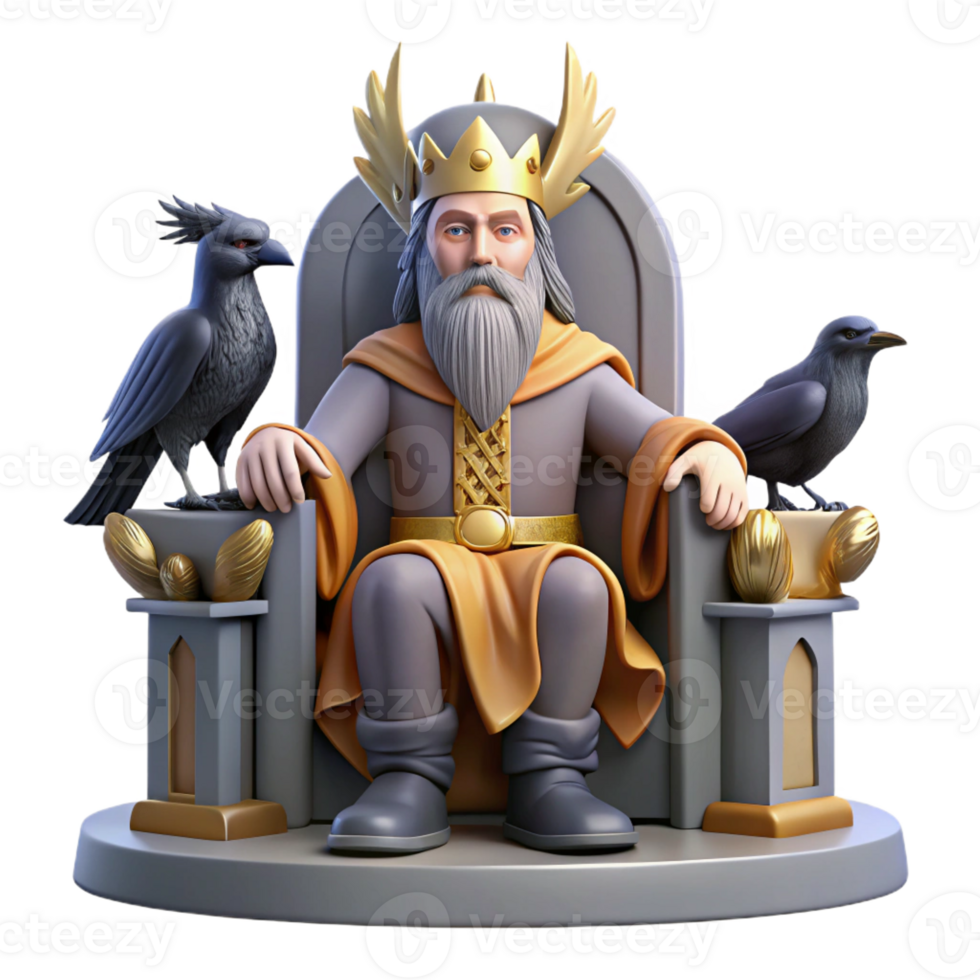 magnificent creative A Wise Odin Seated on His Throne Flanke original png