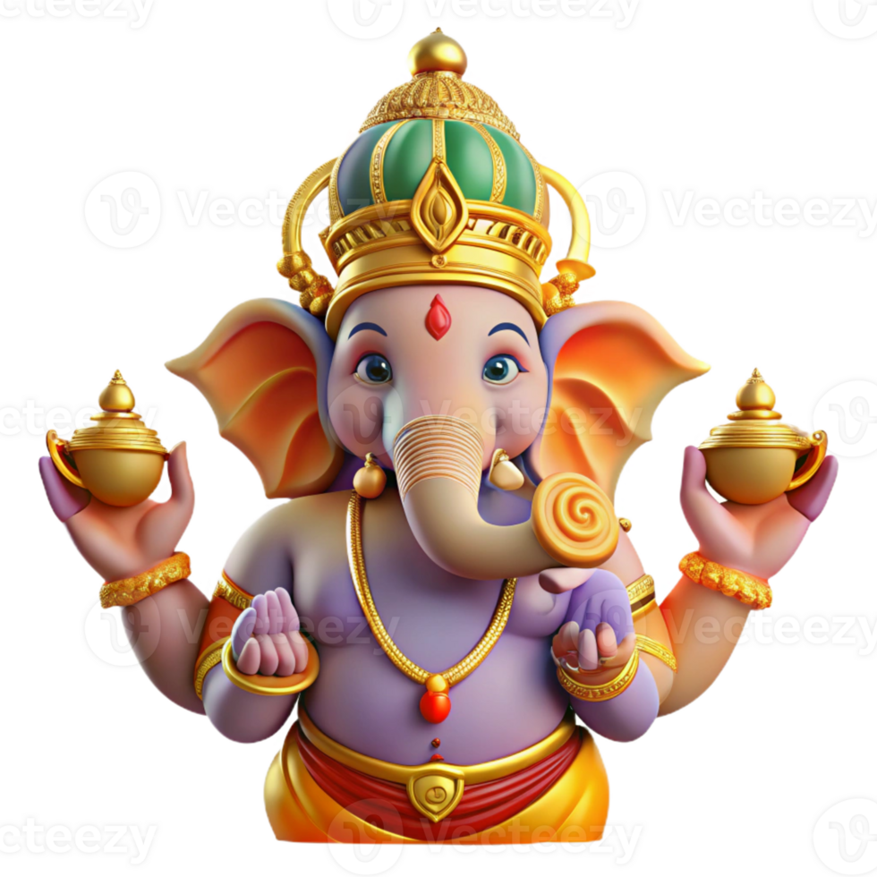 stunning traditional A Vibrant Depiction of the Hindu God Ganes professional png