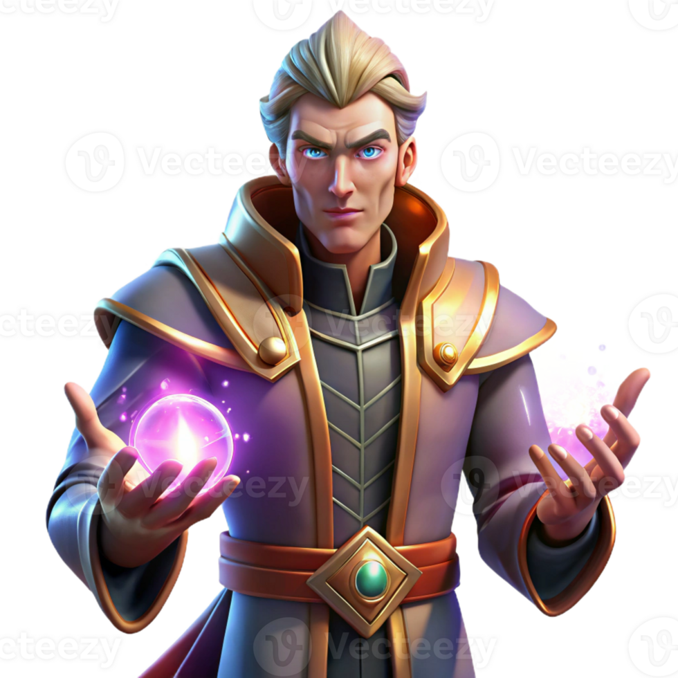 serene classic Portrait of a Powerful Sorcerer with Glo original png