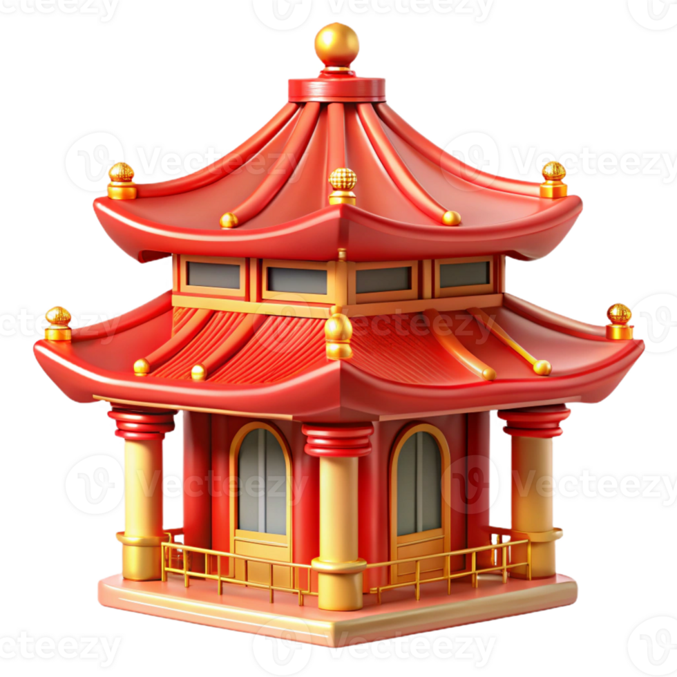 magnificent creative A Traditional Chinese Pagoda Vibrant Red png