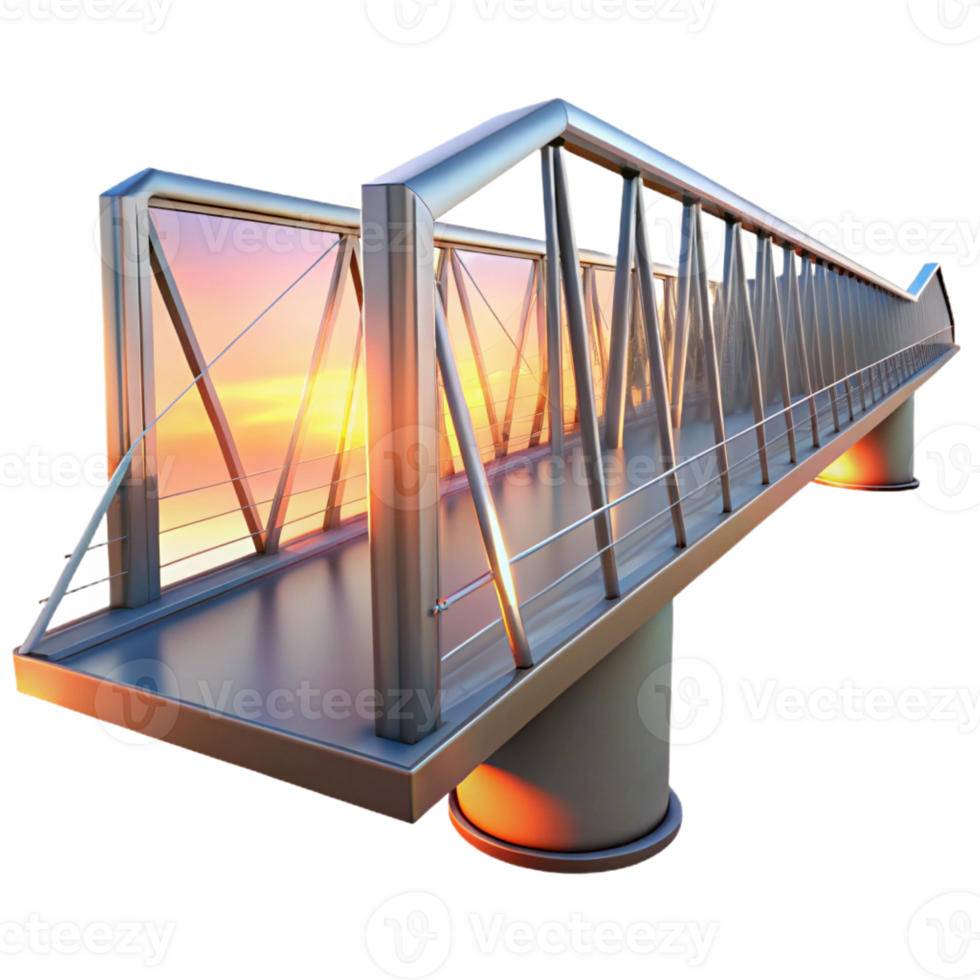 elegant modern A Modern Glass and Steel Bridge Dramati premium png