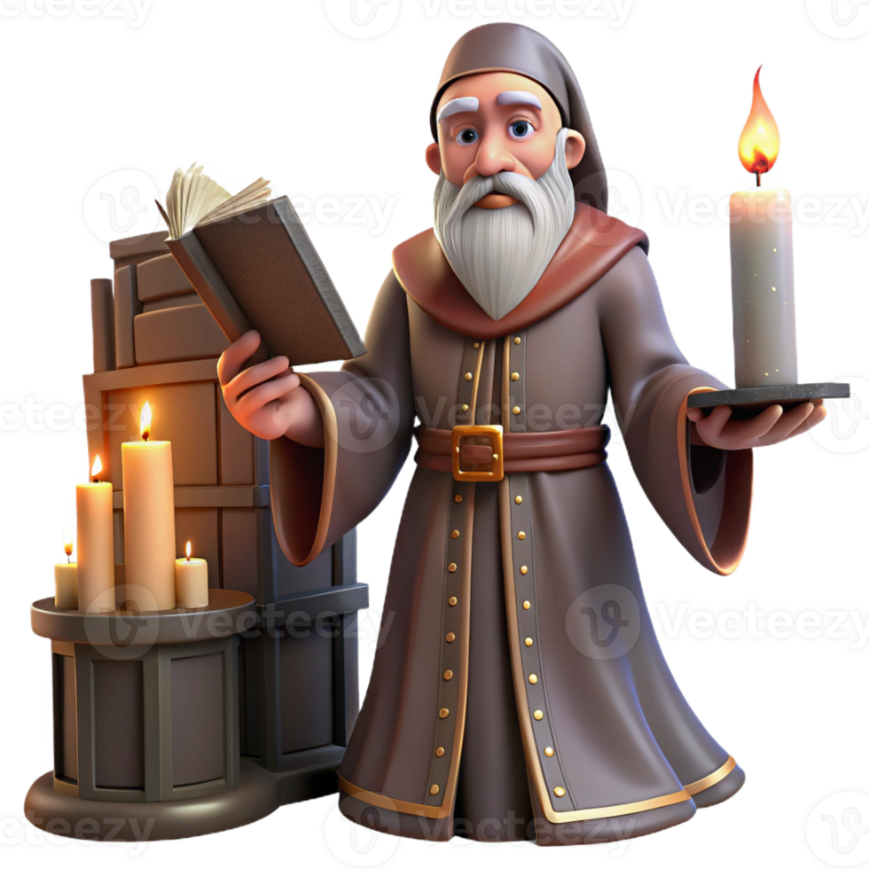 wonderful vintage A Wise Old Wizard Casting a Spell in a D premium png