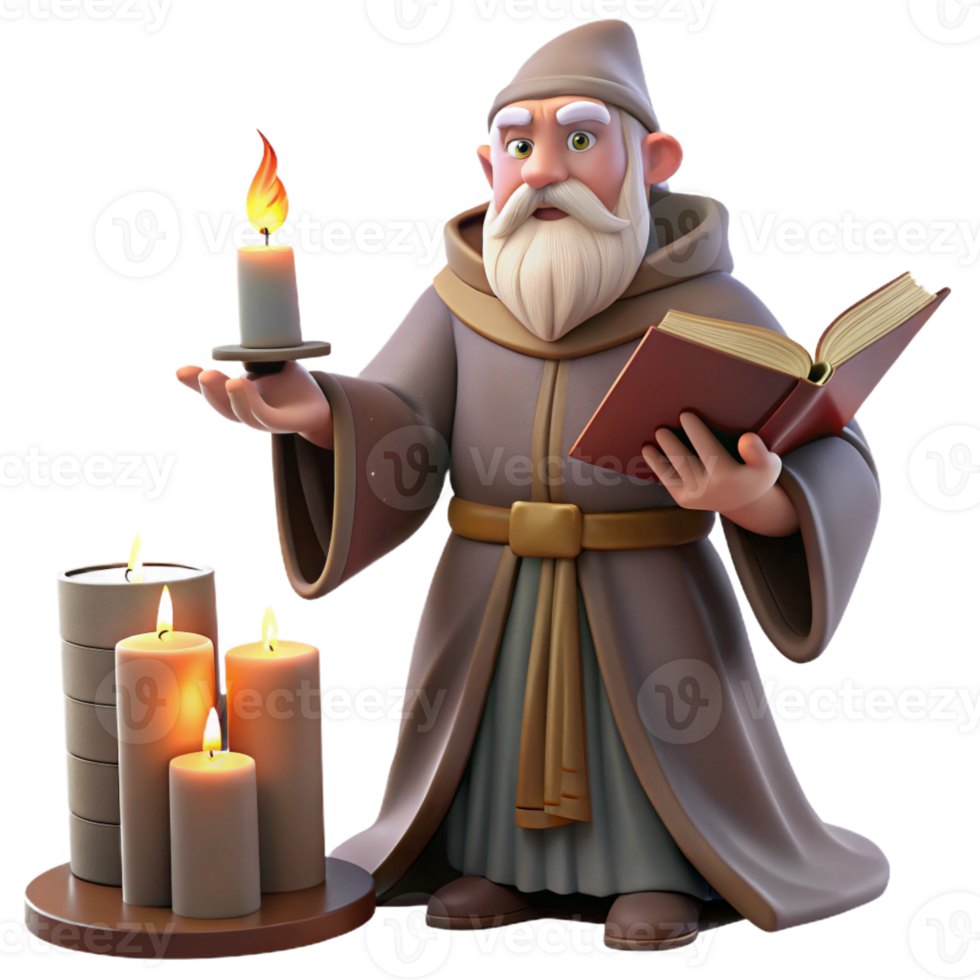 wonderful rustic A Wise Old Wizard Casting a Spell in a D high quality png