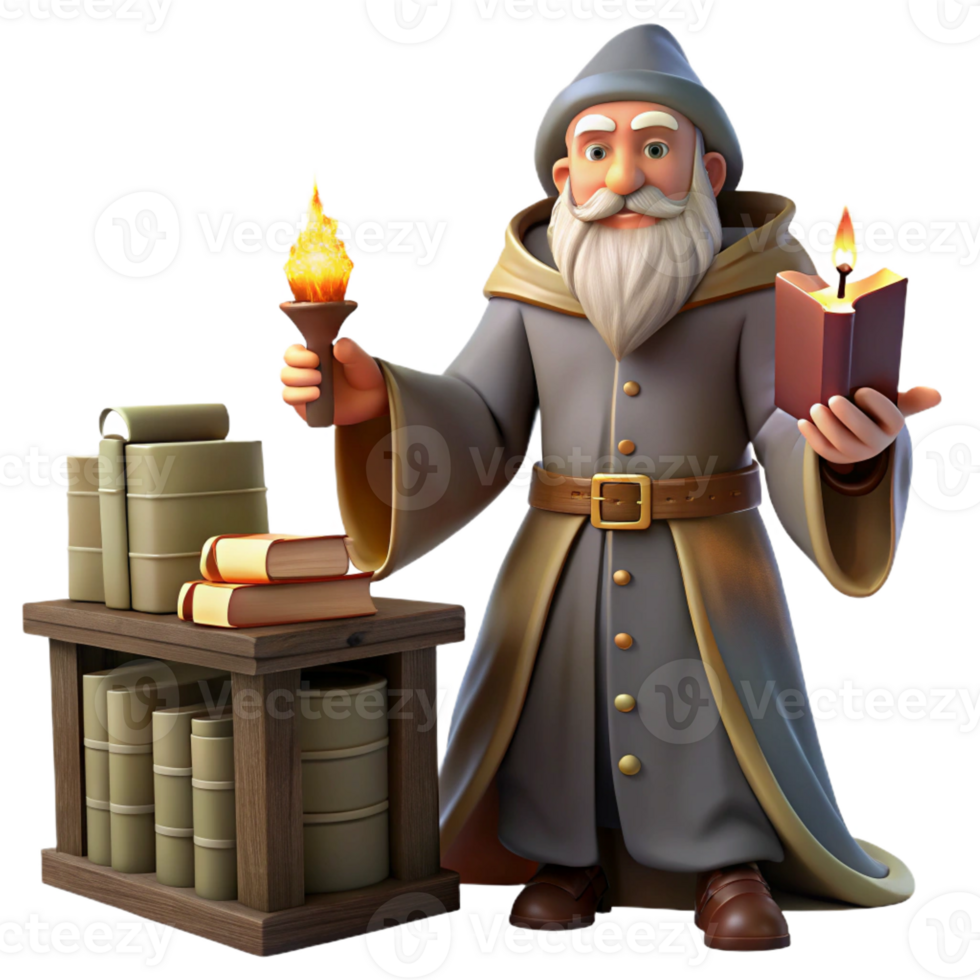 extraordinary traditional A Wise Old Wizard Casting a Spell in a D png