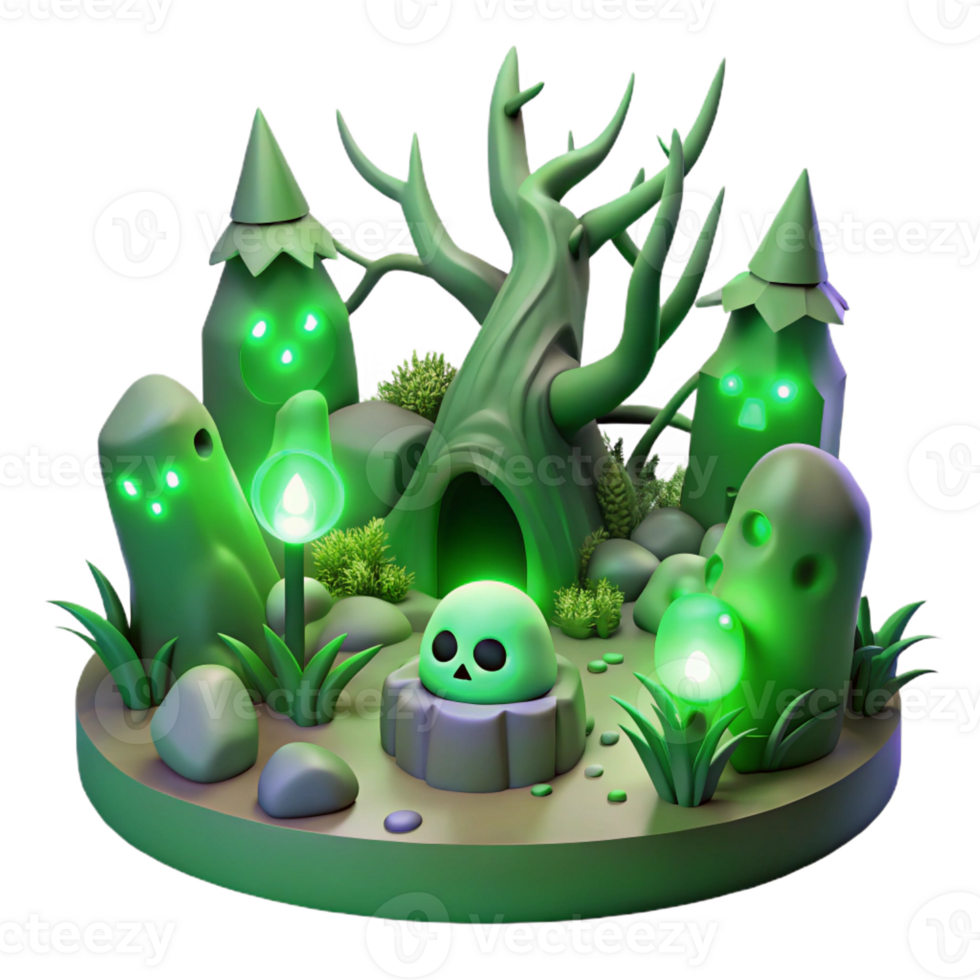 beautiful creative A Haunted Forest Filled with Glowing Will professional png