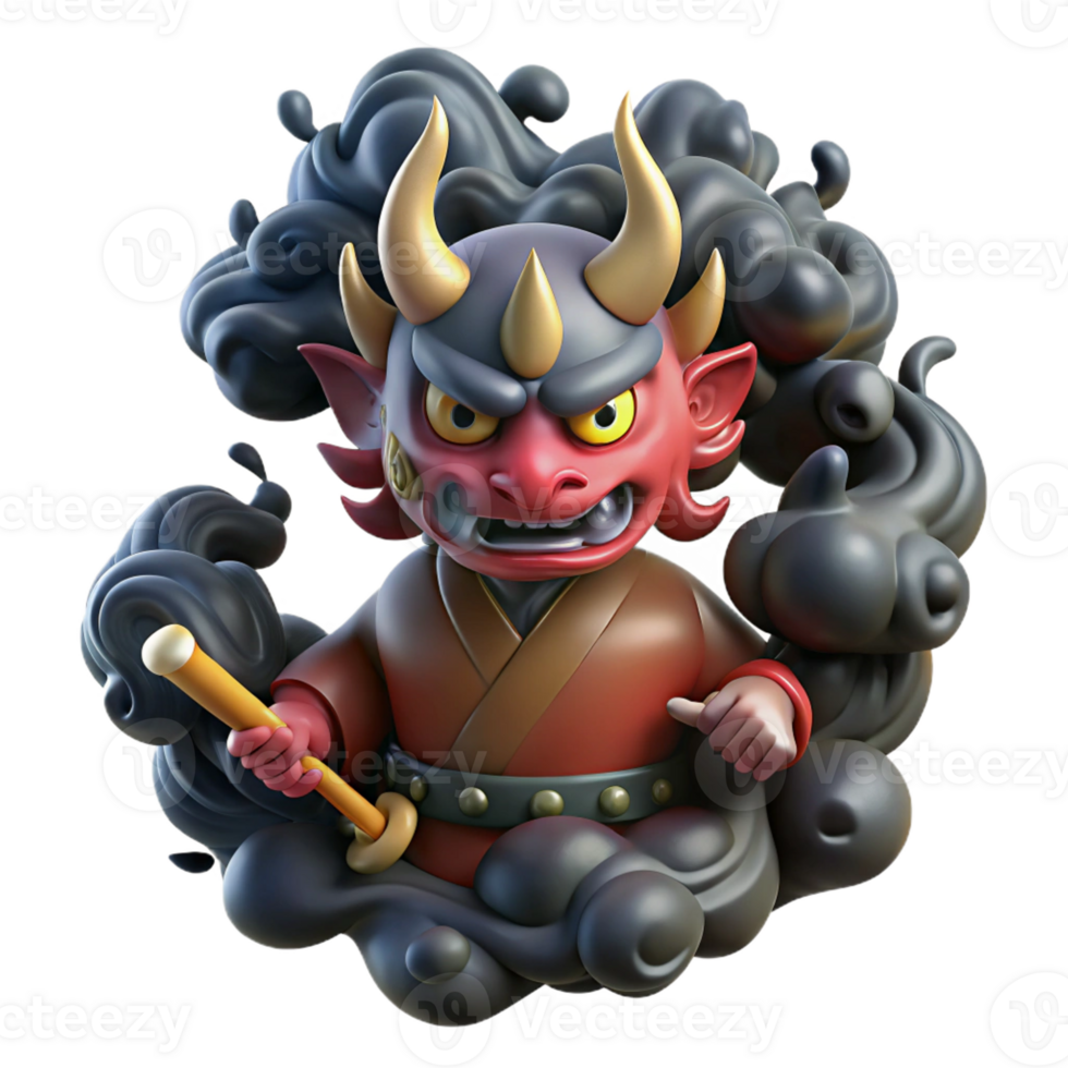 serene minimalist Oni with Kanabo Club high resolution png