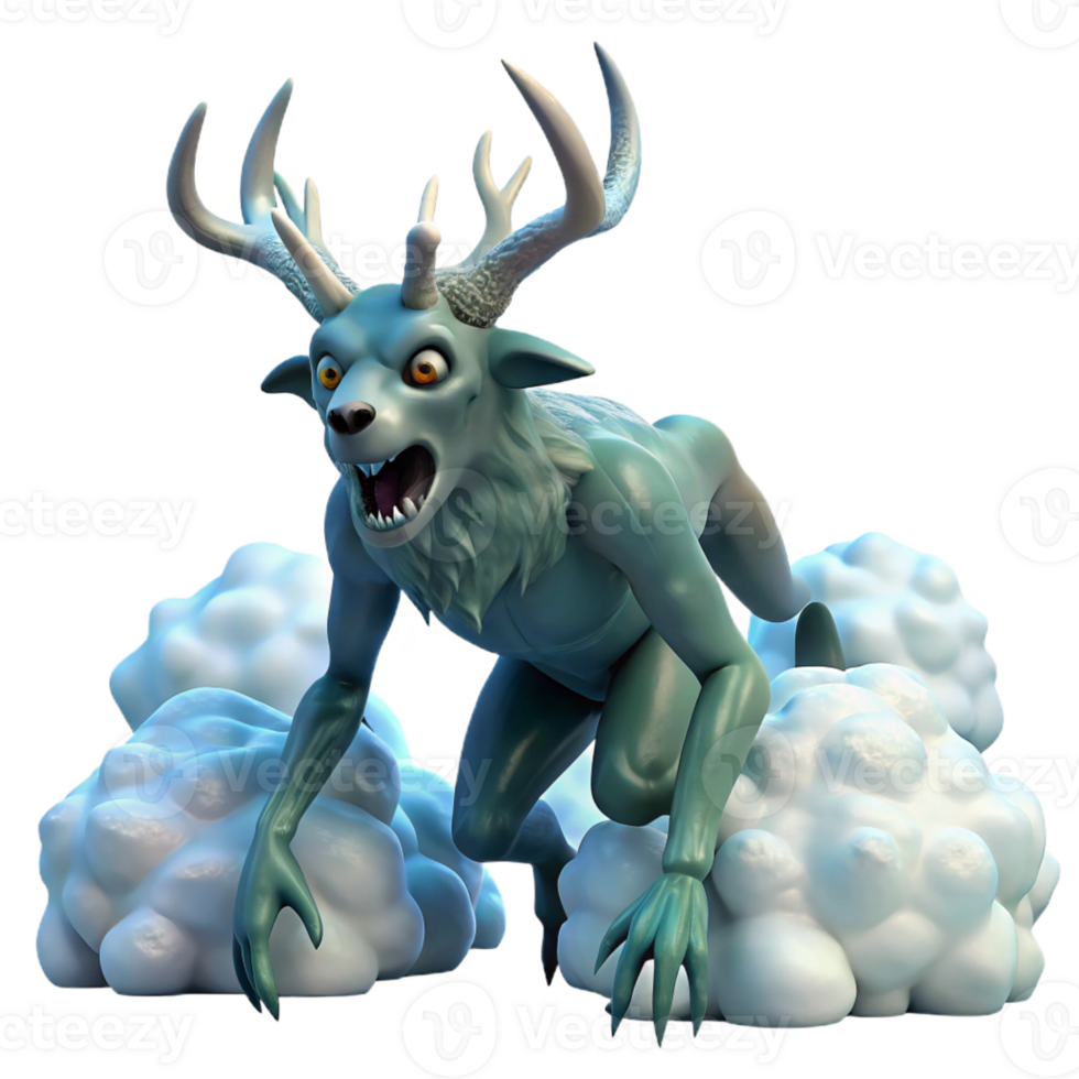 magnificent contemporary A Wendigo Stalking Through a Snowy Forest professional png