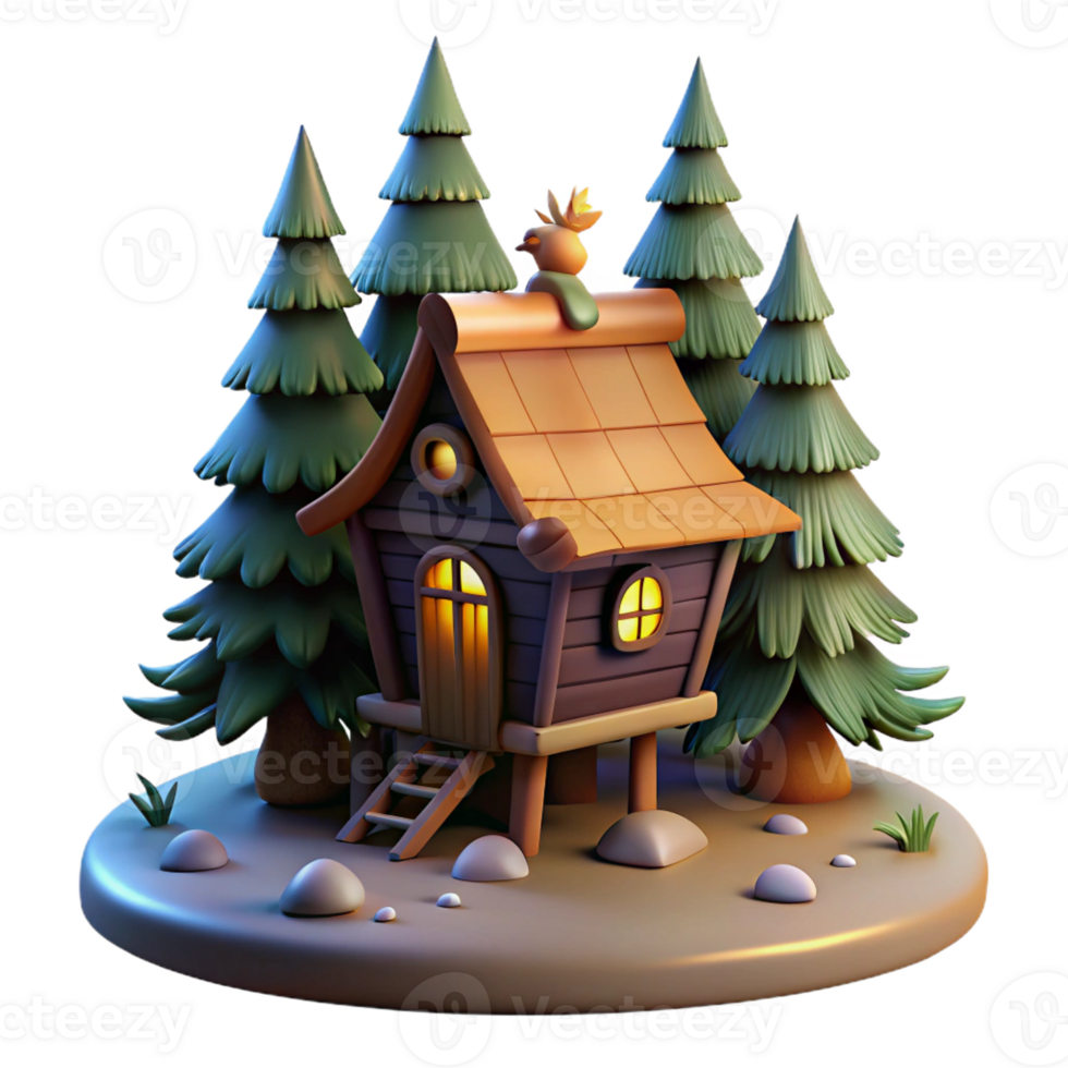 beautiful minimalist Baba Yaga S Hut Standing on Chicken Legs detailed png