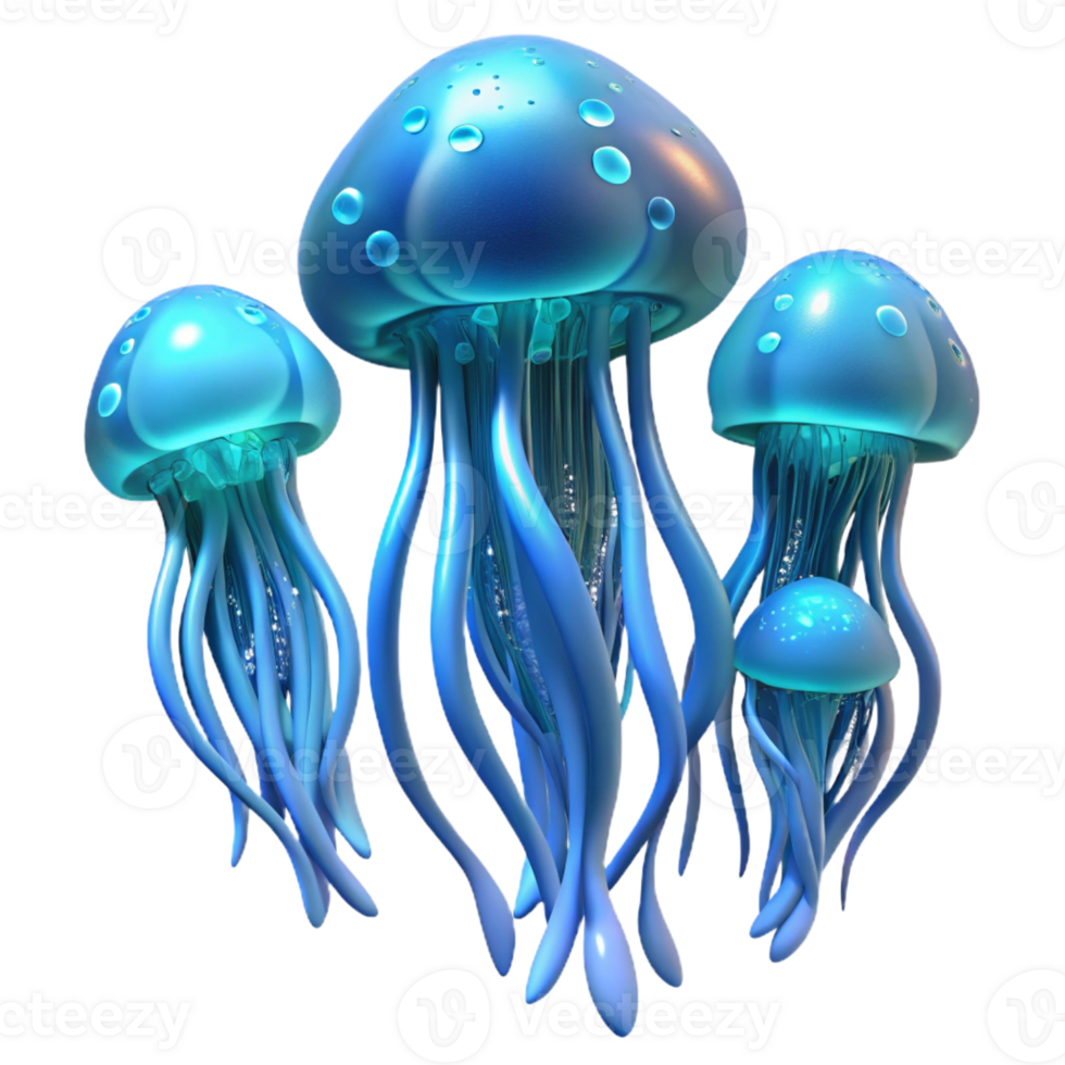dramatic minimalist Bioluminescent Jellyfish School professional png