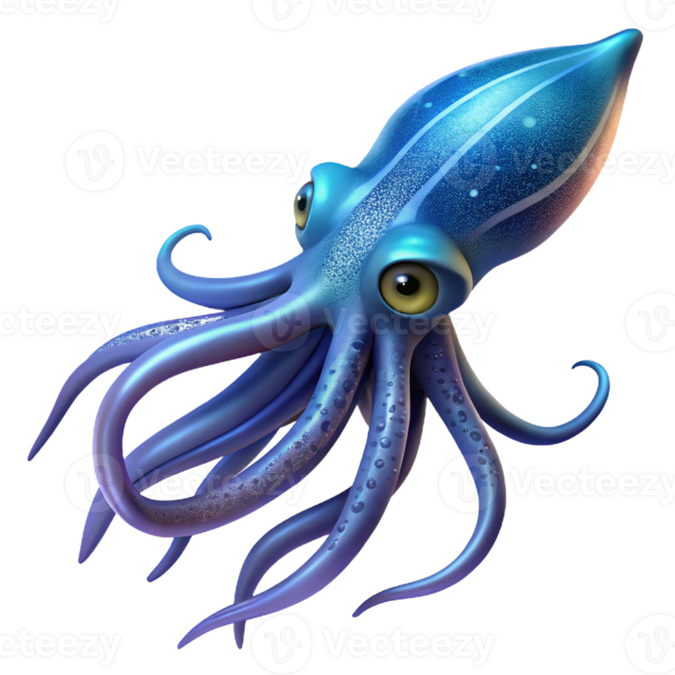 vibrant vintage Giant Squid in the Deep Ocean premium png