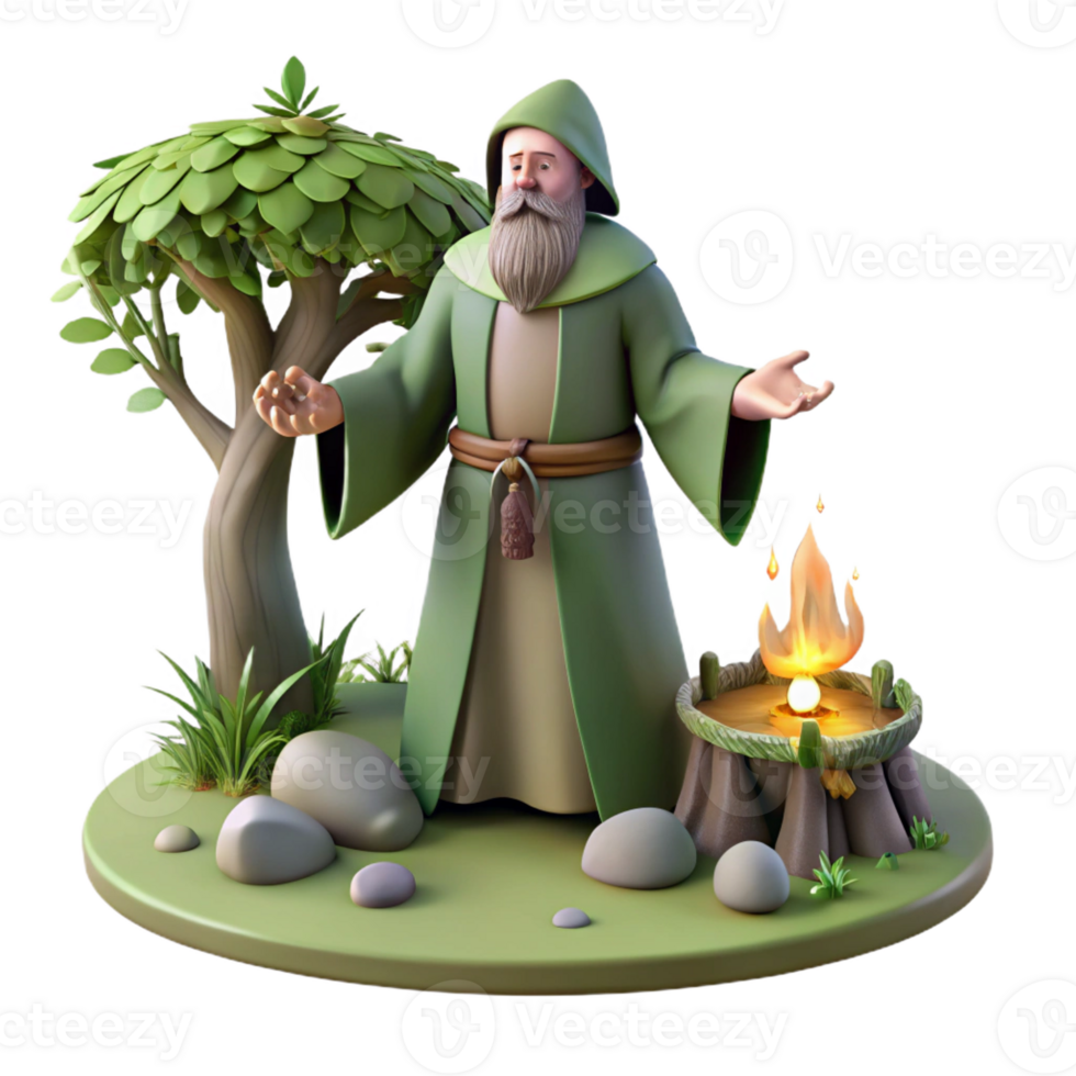 serene classic Druid Performing a Forest Ritual png