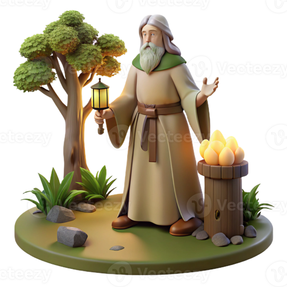 serene minimalist Druid Performing a Forest Ritual png