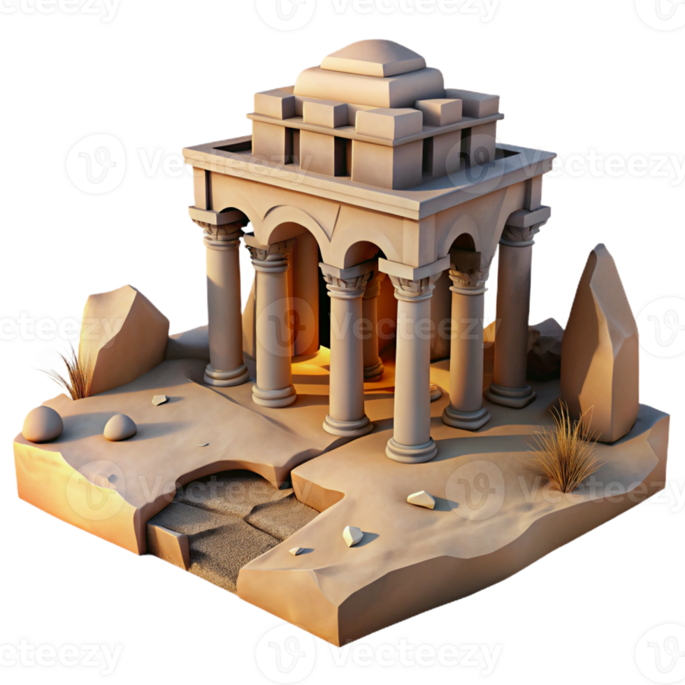 elegant artistic An Abandoned Desert Temple Sand Dunes C premium png