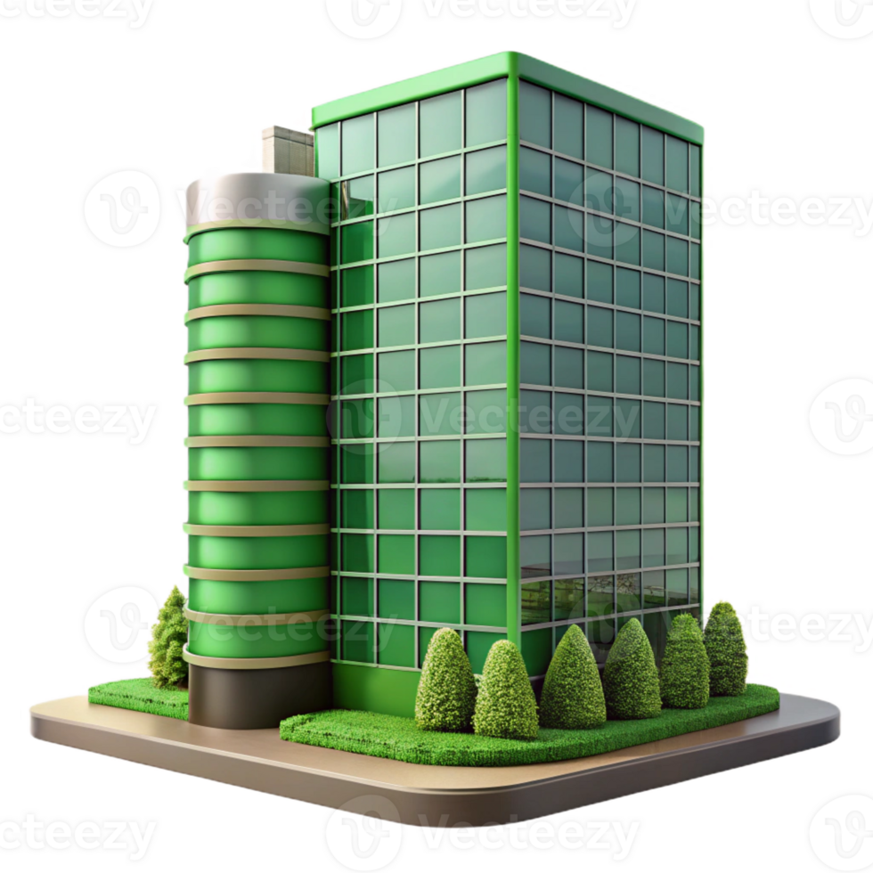 serene abstract Modern Skyscraper with Green Wall original png