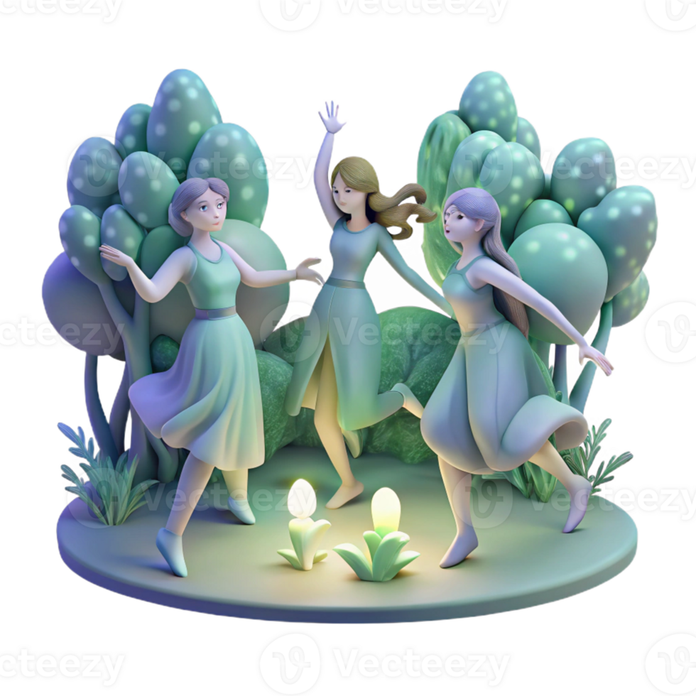 magnificent abstract A Group of Nymphs Dancing in a Moonlit Fo high resolution png