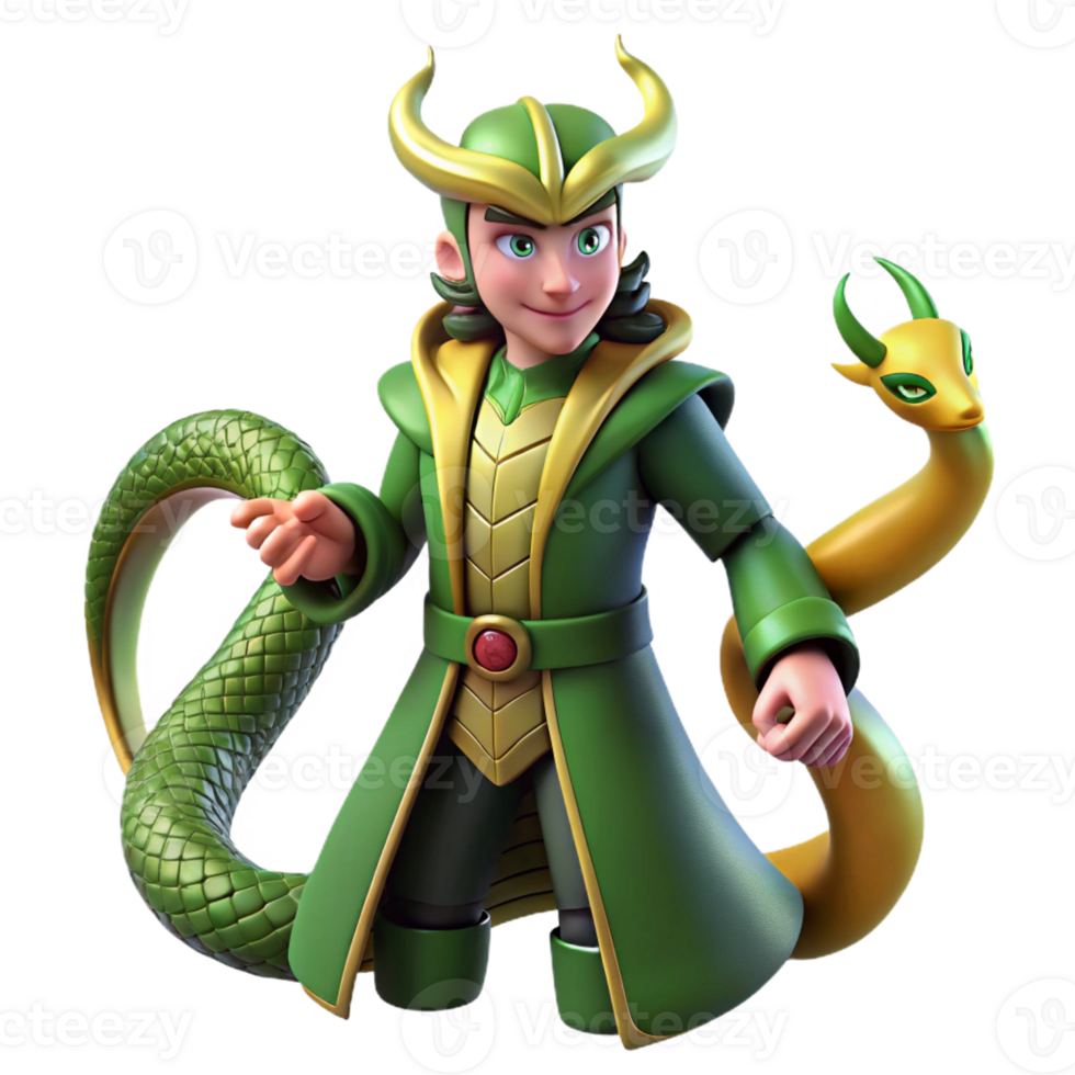 impressive abstract Loki Shapeshifting Into a Serpent detailed png