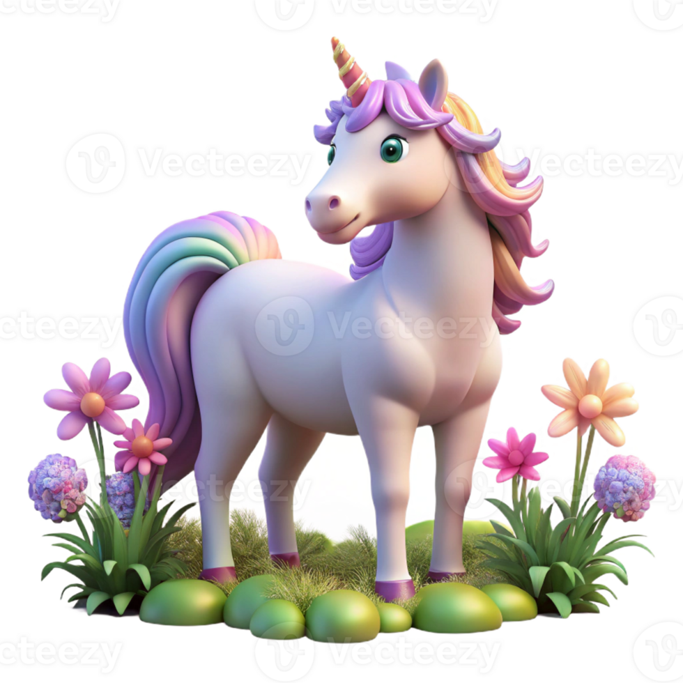 magnificent modern Majestic Unicorn with Rainbow Mane png