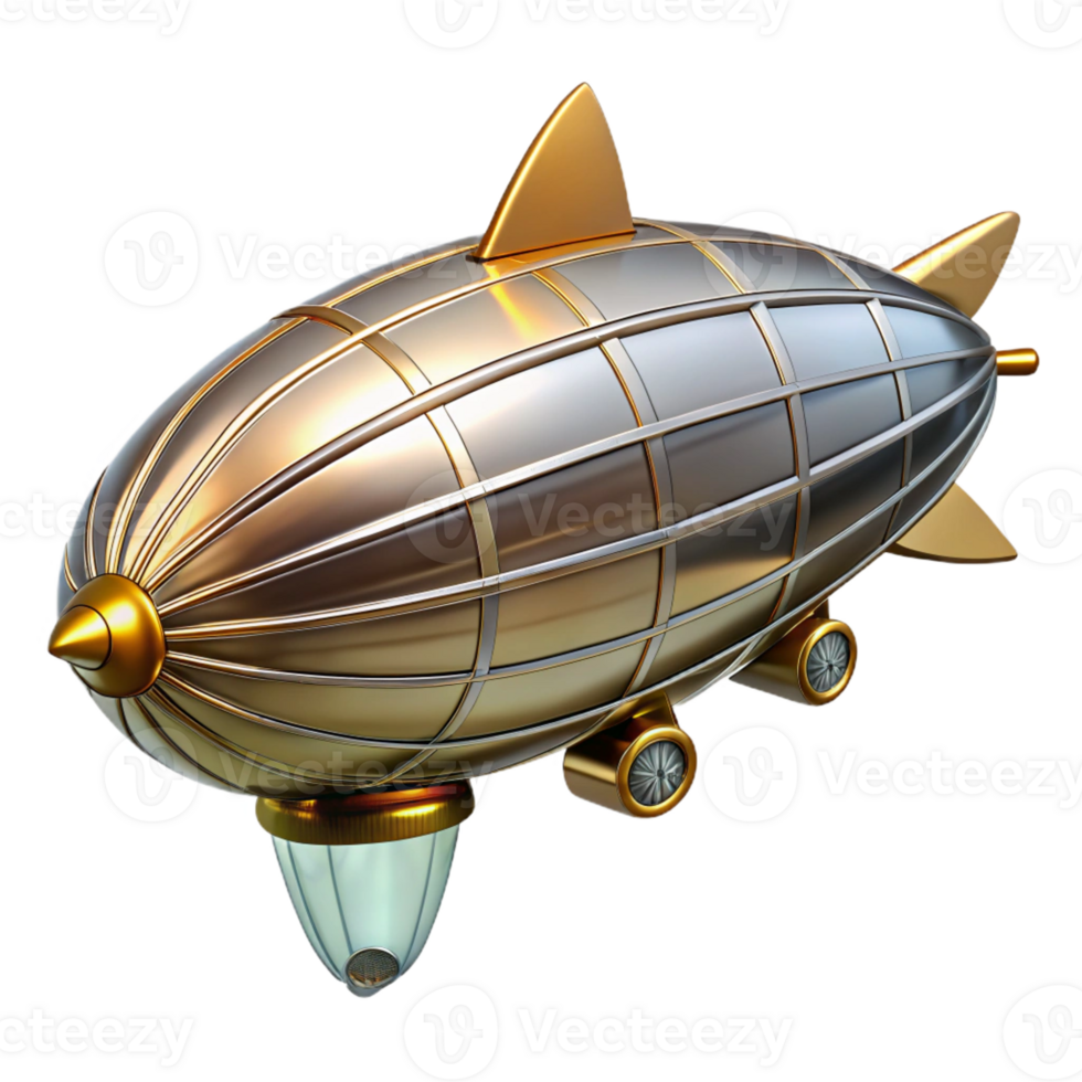 vibrant creative A Steampunk Zeppelin Sleek Silver and Br professional png